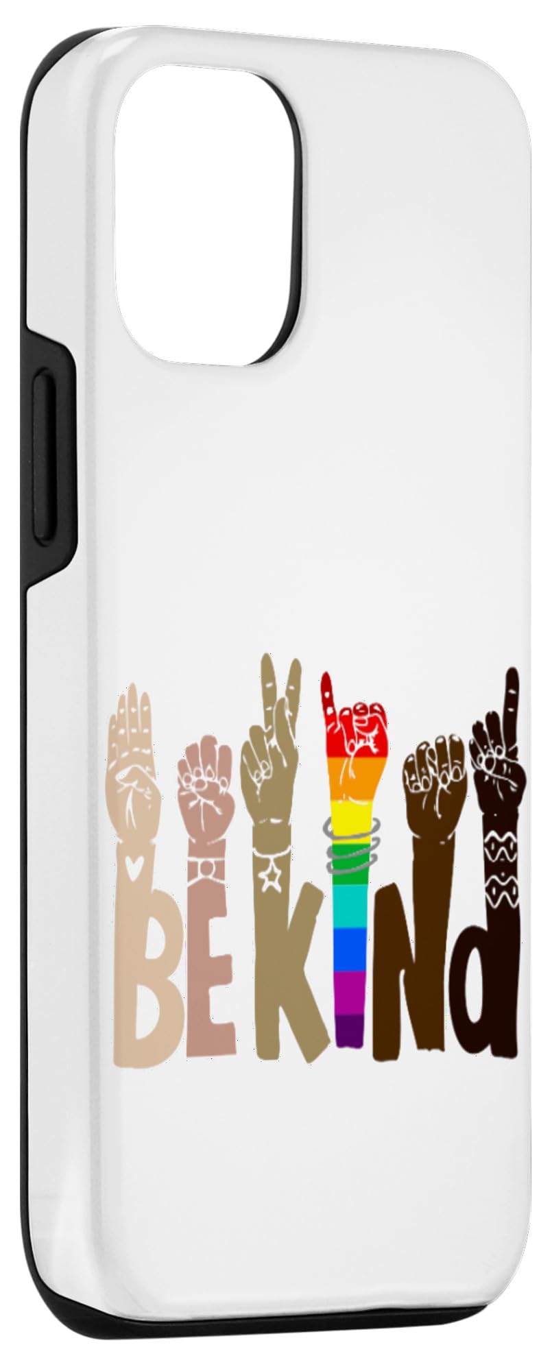iPhone 12/12 Pro Case with Be Kind Sign Language & Rainbow Design - Support Black Lives Matter & LGBTQ+ Pride - Durable Protective Cover for Everyday Use & Special Occasions