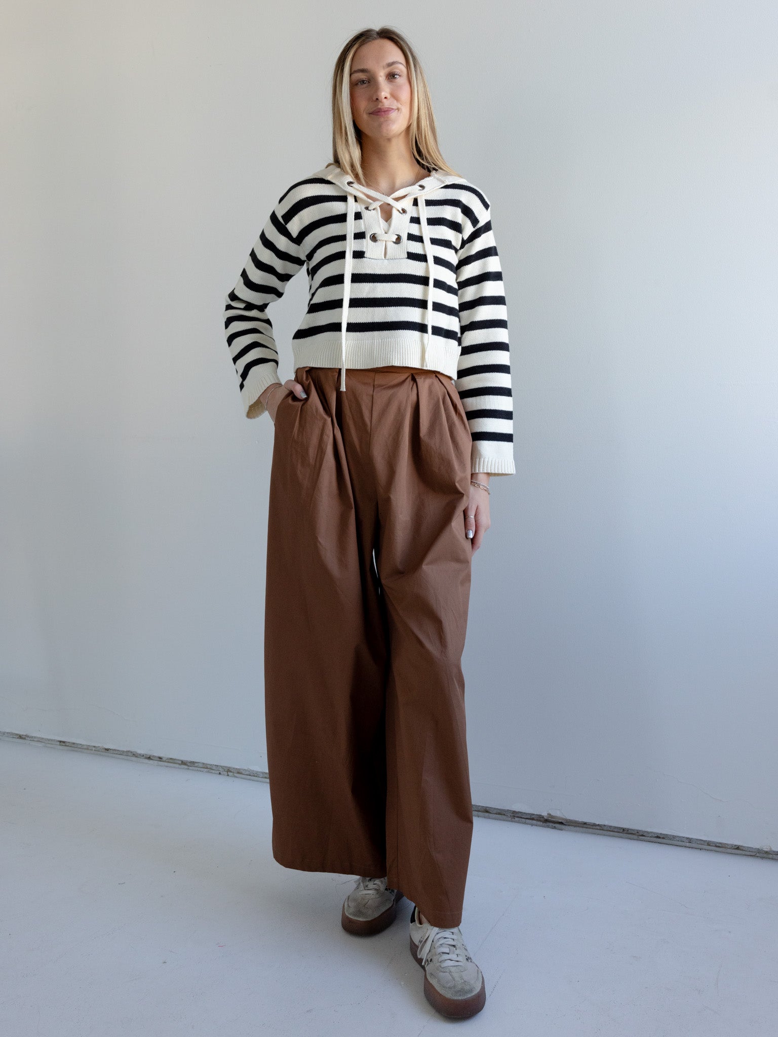 Eliza Lace Up Sweater for Women | Elegant Long Sleeve Knit Top | Perfect for Date Nights, Office Wear & Fall Fashion