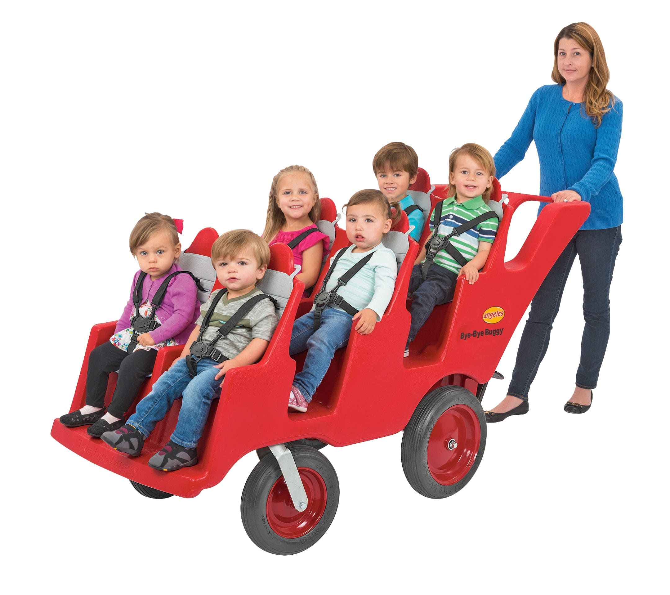 Angeles 6-Seat Never Flat Fat Tire Stroller - Heavy-Duty All-Terrain Baby Wagon for Beach, Park & Outdoor Adventures