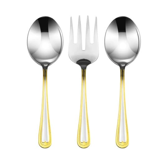 75-Piece Luxury Flatware Set for 12 with Storage Case - 24K Gold Plated Premium Dining Cutlery Set - 18/10 Surgical Stainless Steel Silverware - Hostess Serving Set in Elegant Chest (Madison II) - Perfect for Weddings, Dinner Parties & Formal Dining