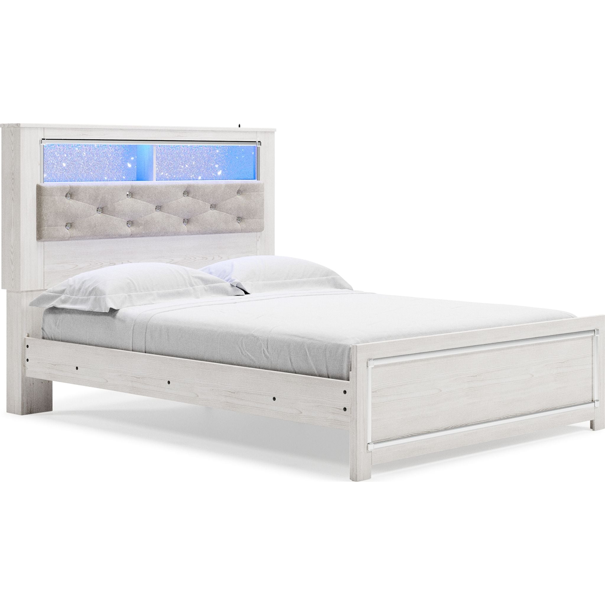 Altyra White Bookcase Bed with Storage - Modern Space-Saving Bed Frame for Small Apartments & Dorm Rooms