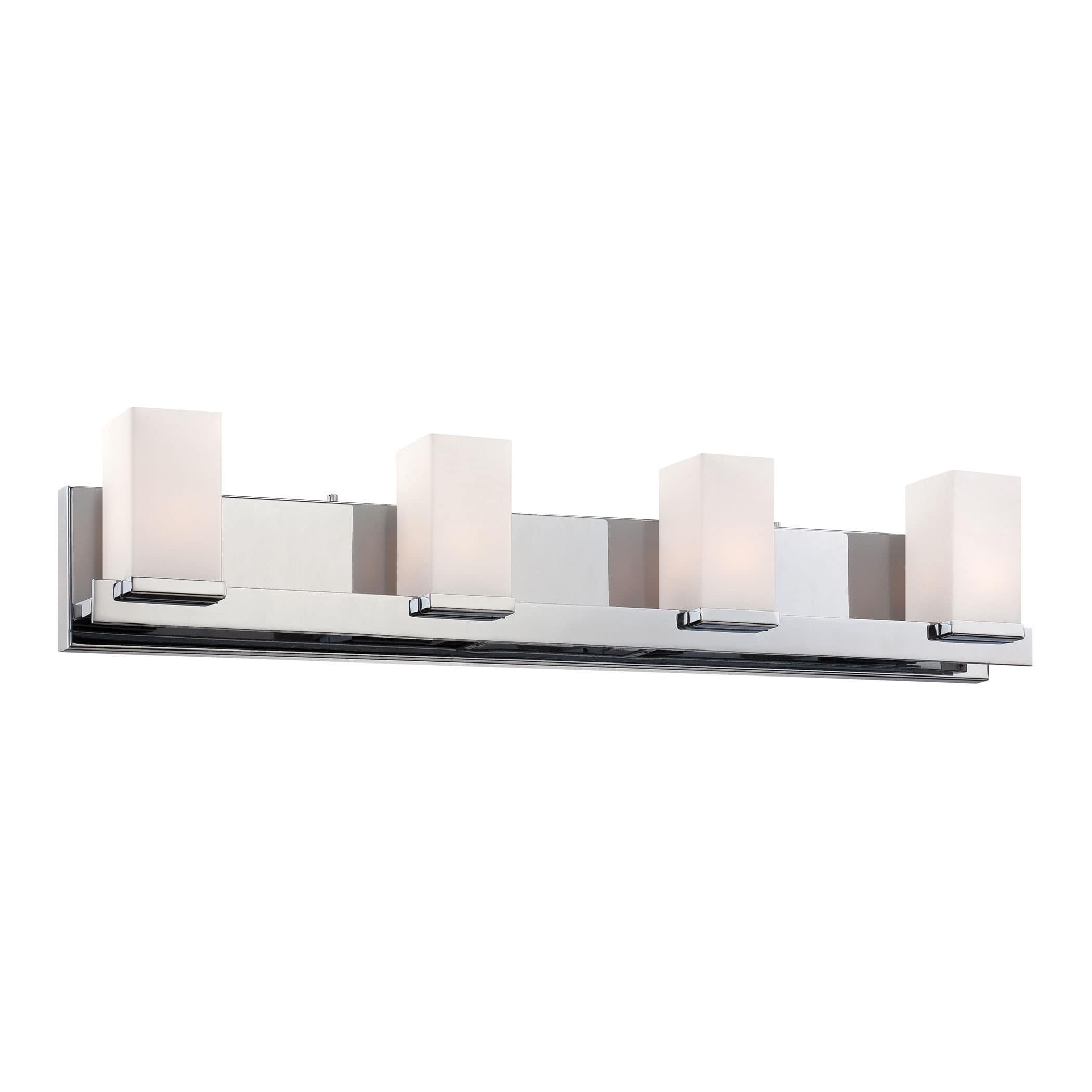 ELK Lighting BV1534-10-15 Sleek 4-Light Bathroom Vanity Light Fixture - Chrome Finish with White Opal Glass Shades - Perfect for Modern Bathrooms, Powder Rooms & Dressing Areas