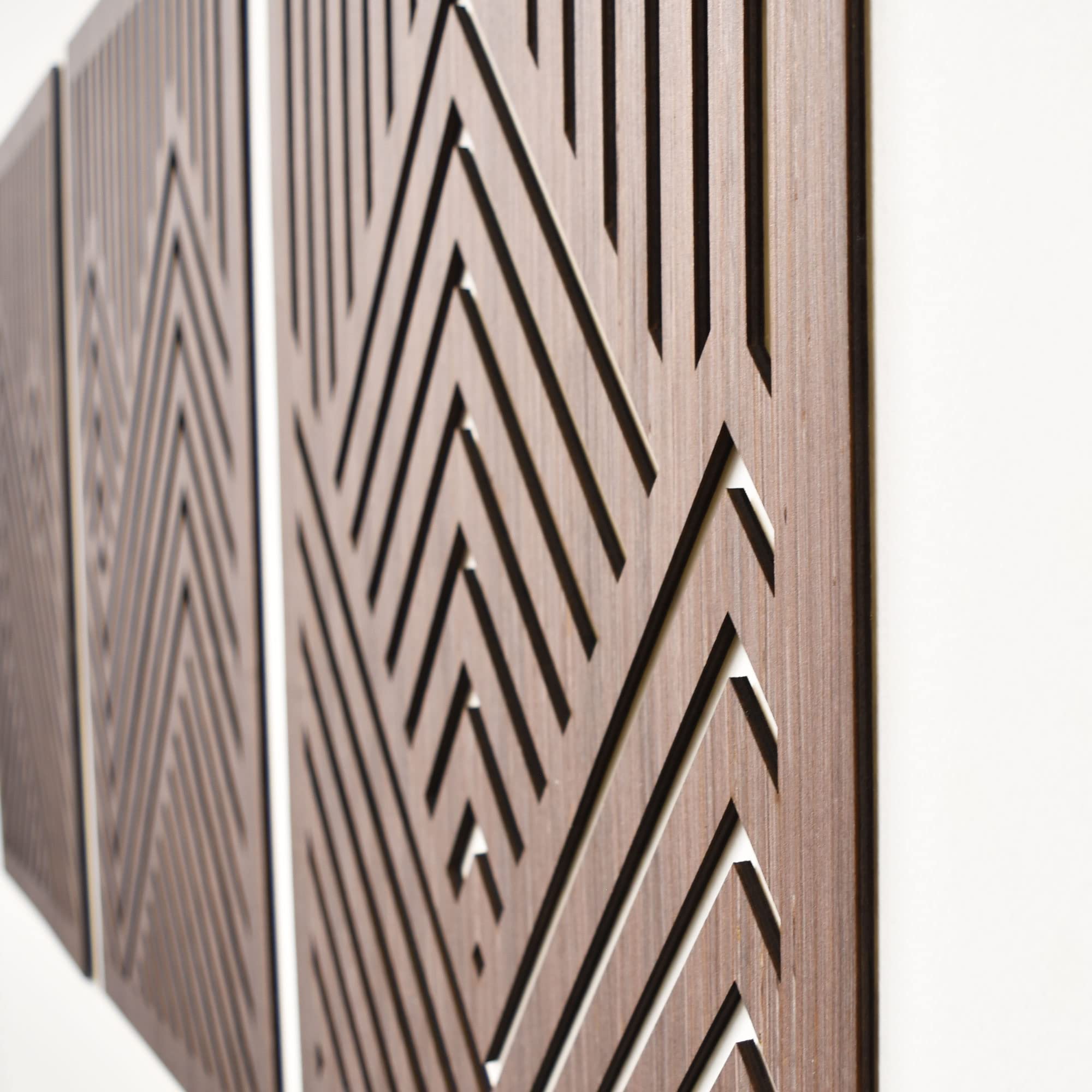 Set of 3 Geometric Wood Wall Art Panels - Mountain Landscape Decor for Living Room, Bedroom & Office