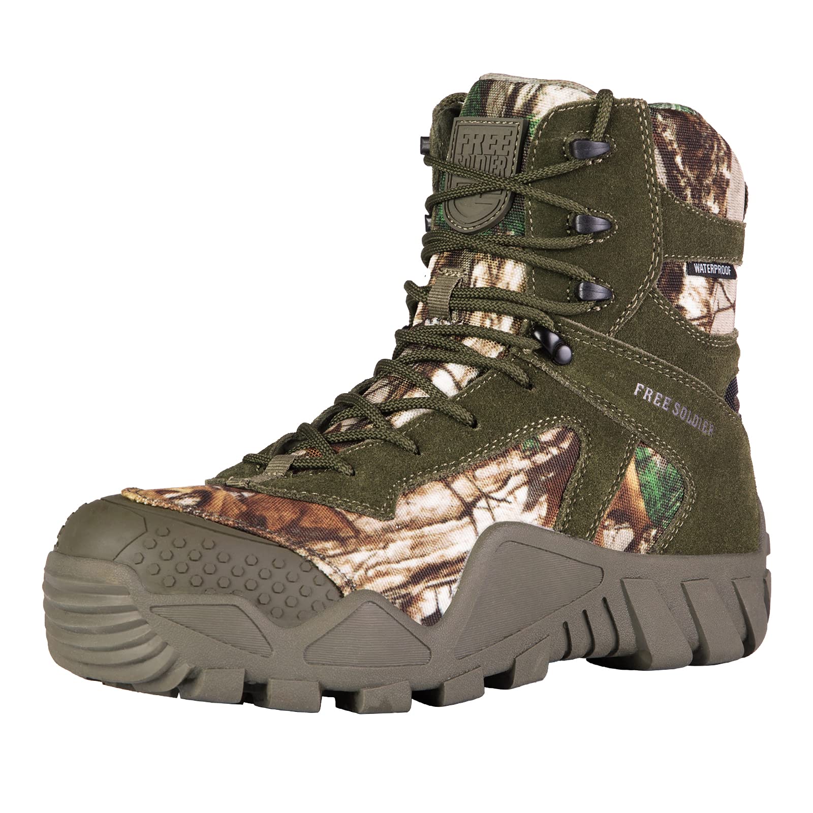 FREE SOLDIER Men's Waterproof Hiking Boots - Tactical Military Work Boots for Outdoor Camping, Hunting & Hiking - Lightweight Durable Non-Slip Hiking Shoes for Men