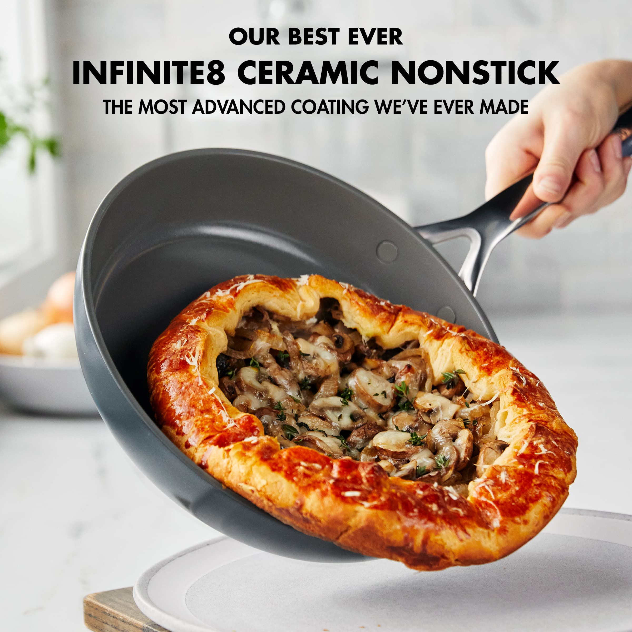 GreenPan GP5 Hard Anodized Healthy Ceramic Nonstick 9.5” & 11” Frying Pan Set - PFAS-Free, Induction Compatible, Oven Safe to 600°F - Scratch Resistant, Stay-Flat Surface for Even Cooking - Perfect for Sautéing, Frying & Baking in Modern Kitchens