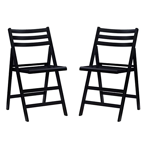 Riverbay Furniture 2-Pack Black Wood Folding Chairs - Traditional Style Wooden Seating for Dining, Events, Parties & Outdoor Use