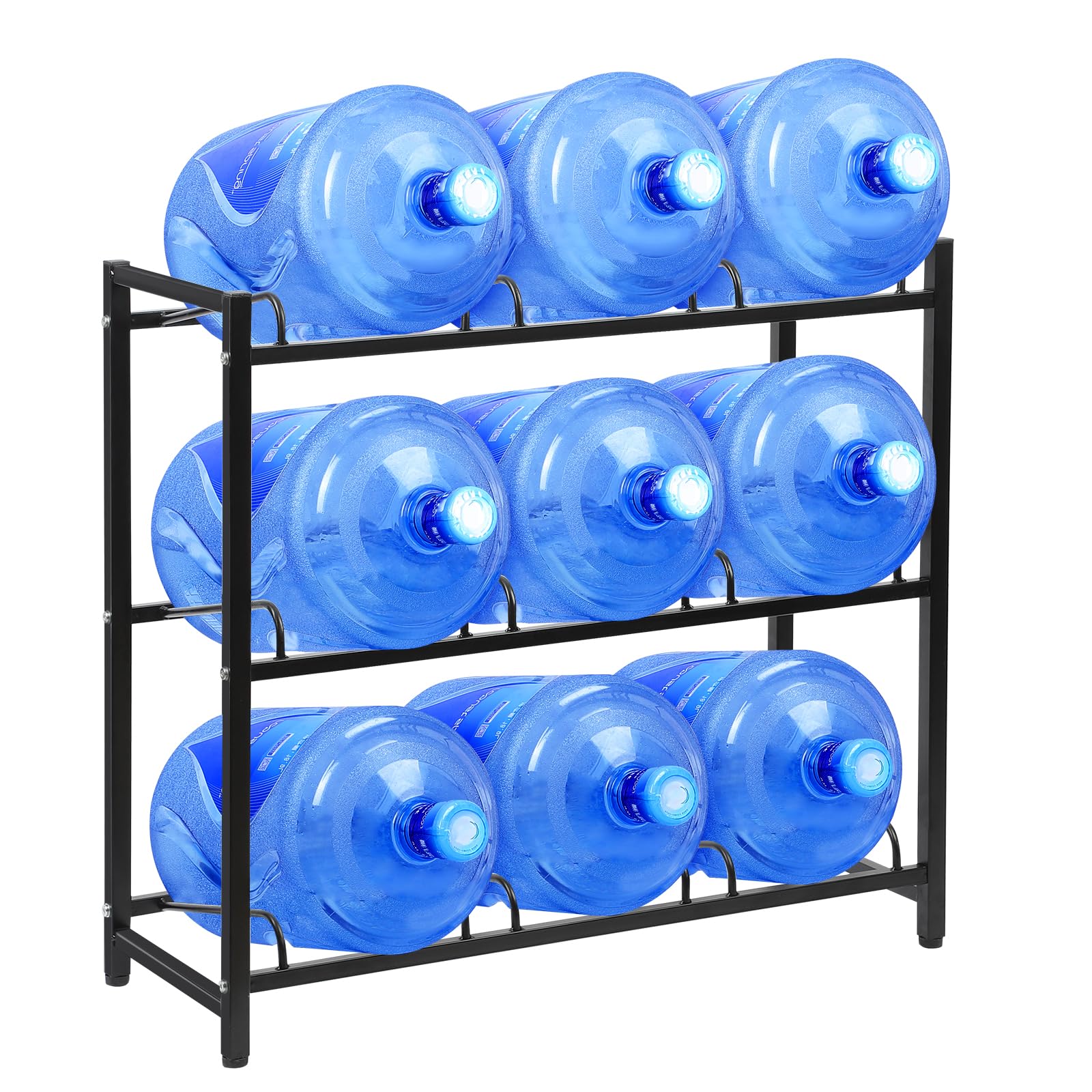 5 Gallon Water Jug Holder - Heavy Duty 3-Tier Detachable Storage Rack for 9 Water Jugs, No Wobble Design | Space-Saving Organizer for Home, Office, Garage | Perfect for Water Cooler Setup and Bulk Water Storage