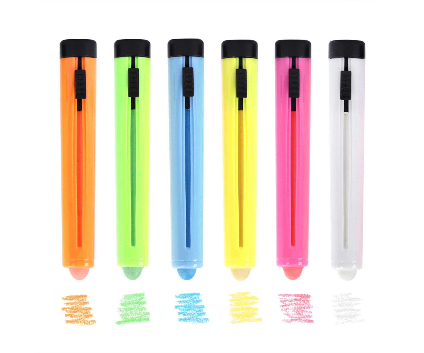Non-Toxic Dustless Colored Chalk Set - 1.0mm Fine Tip Chalk with Holder for Whiteboard & Blackboard - Safe Art Drawing & Writing Tool for Kids & Children - 6 Pack - Perfect for Classroom, Home Schooling & Creative Play