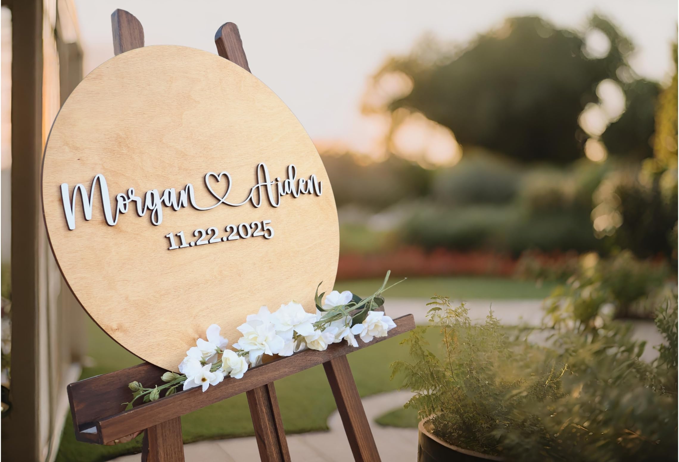 Personalized 3D Wooden Guest Book - Round Custom Laser-Engraved Wedding Guestbook Alternative Sign - Unique Wedding Decor for Ceremonies, Receptions & Anniversaries