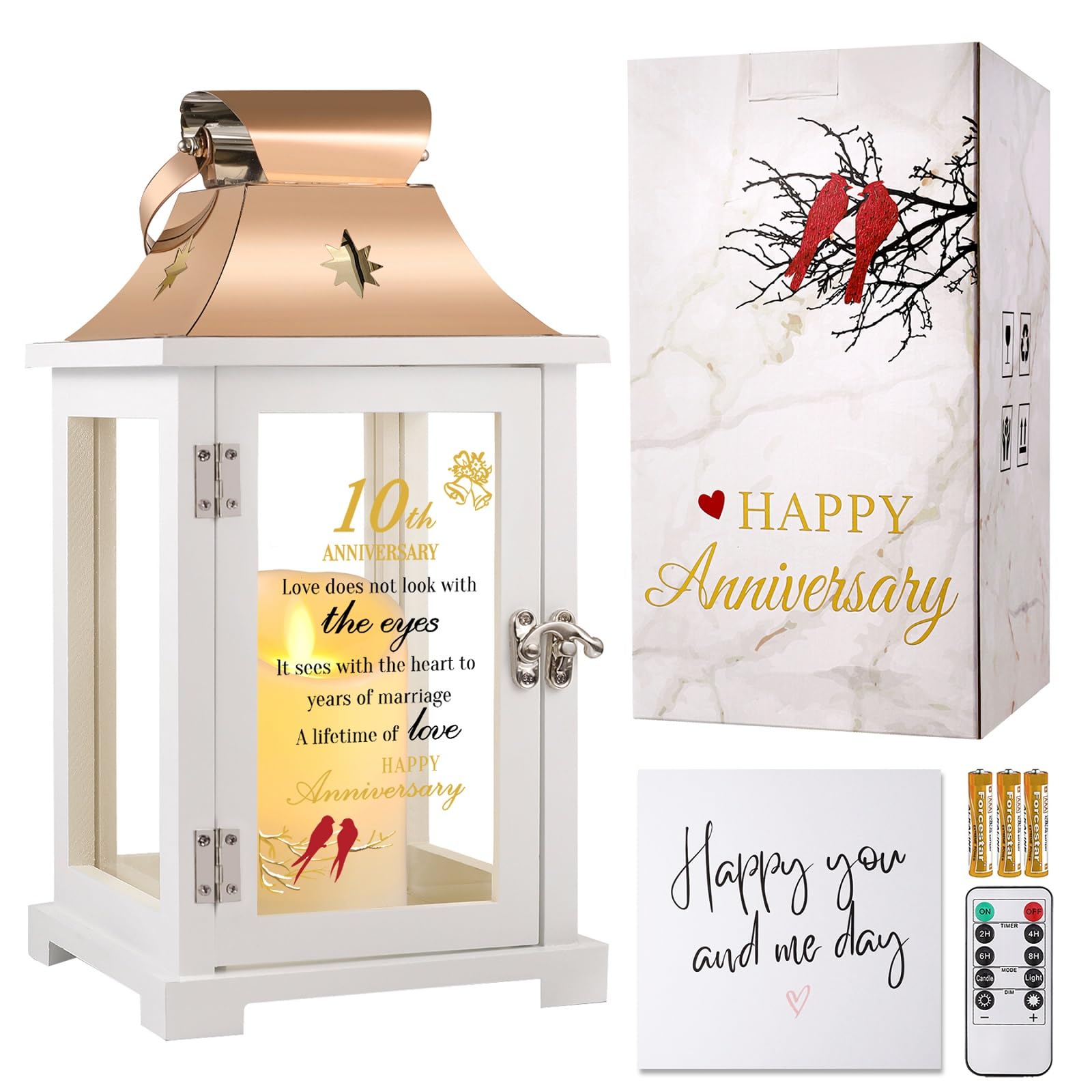 10th Wedding Anniversary Lantern - Romantic Tin Anniversary Gift for Couples, Parents, Husband or Wife | Unique 10 Year Marriage Keepsake | Perfect for Home Decor, Romantic Dinners & Anniversary Celebrations
