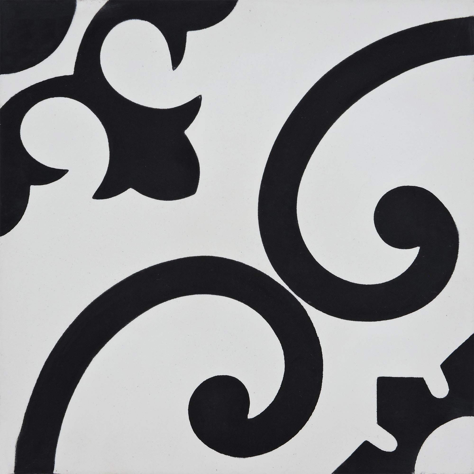 Handmade Moroccan Cement Tiles - Pack of 12 (White & Black) - Authentic Mosaic & Tile House CTP25-01 Orika Design for Kitchen Backsplash, Bathroom Floor, and Outdoor Patio Decor