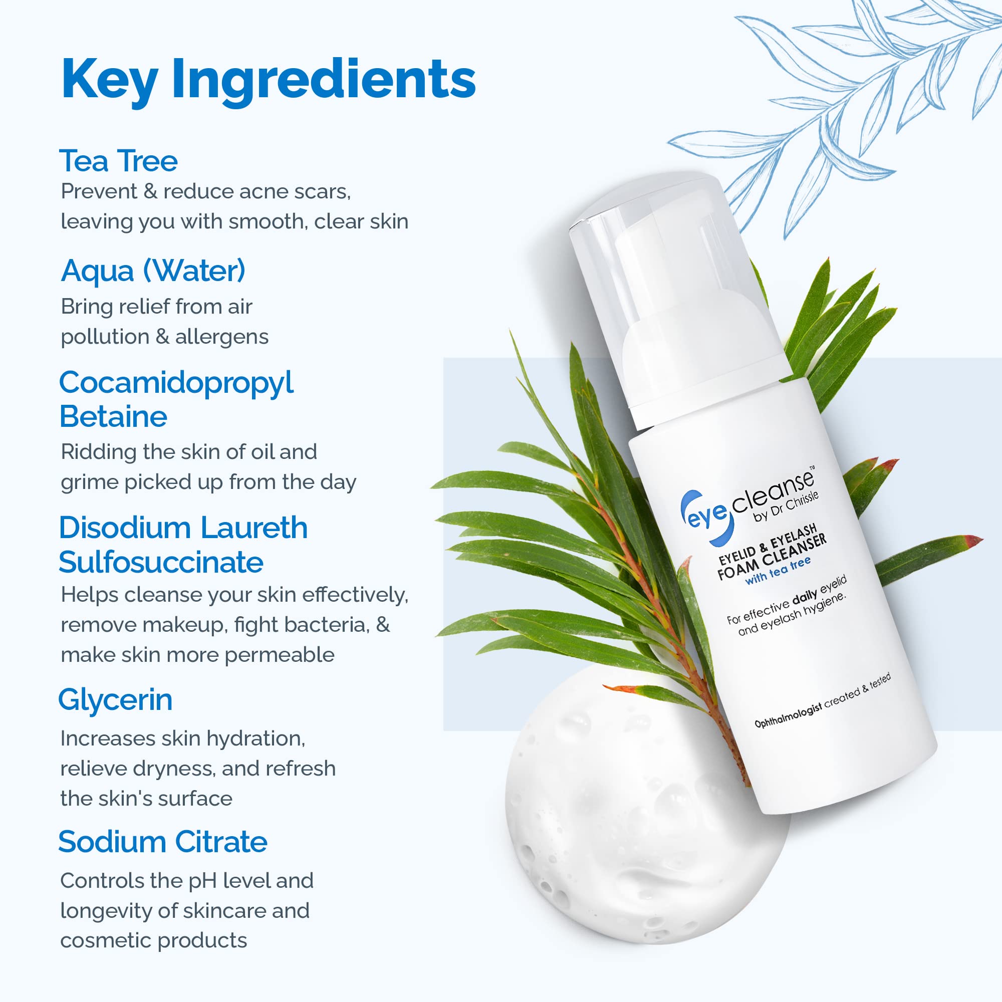 All-in-One Eyelid & Eyelash Cleanser for Extensions | Tea Tree Oil Formula | 100ml | Soothes Tired Eyes | Essential Lash Extension Kit | Perfect for Daily Eye Care & Makeup Removal