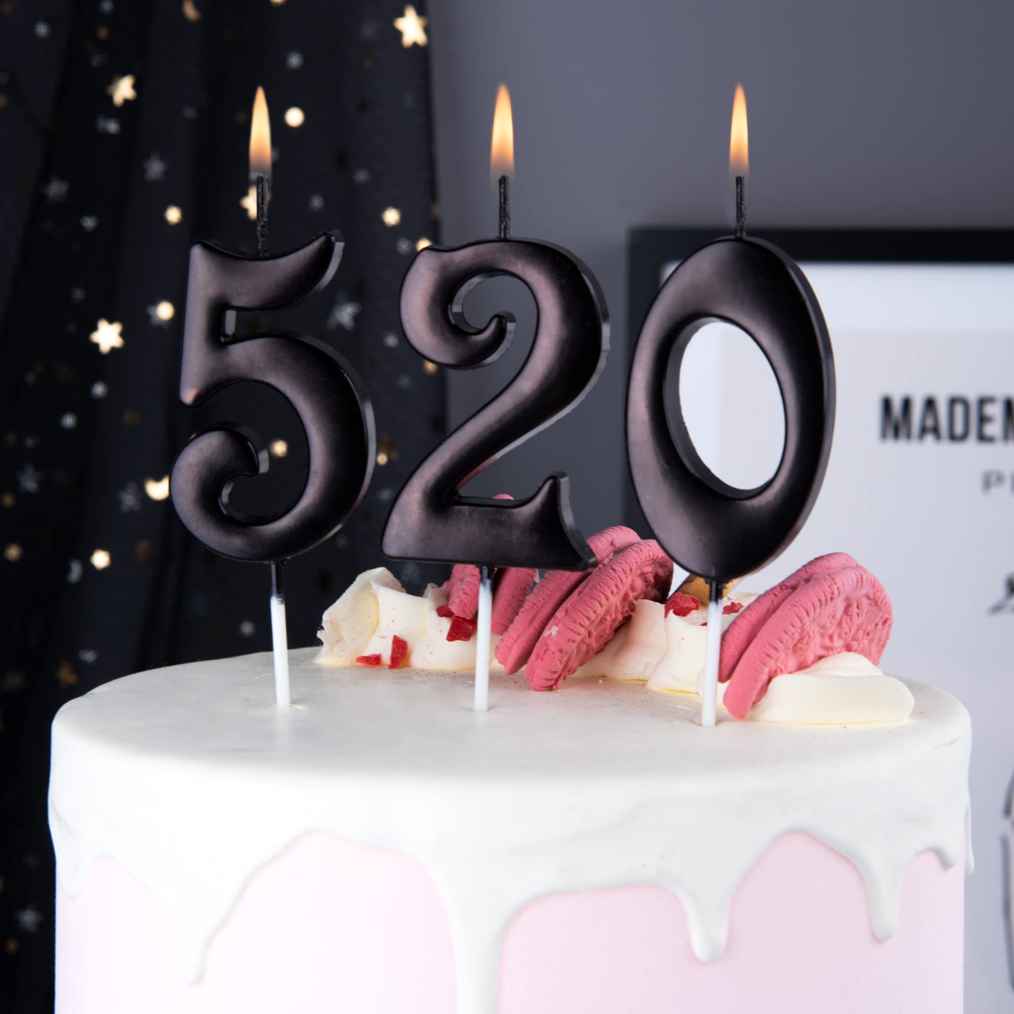Black Number Birthday Candles 10-Count 0-9 for Parties & Baby Showers