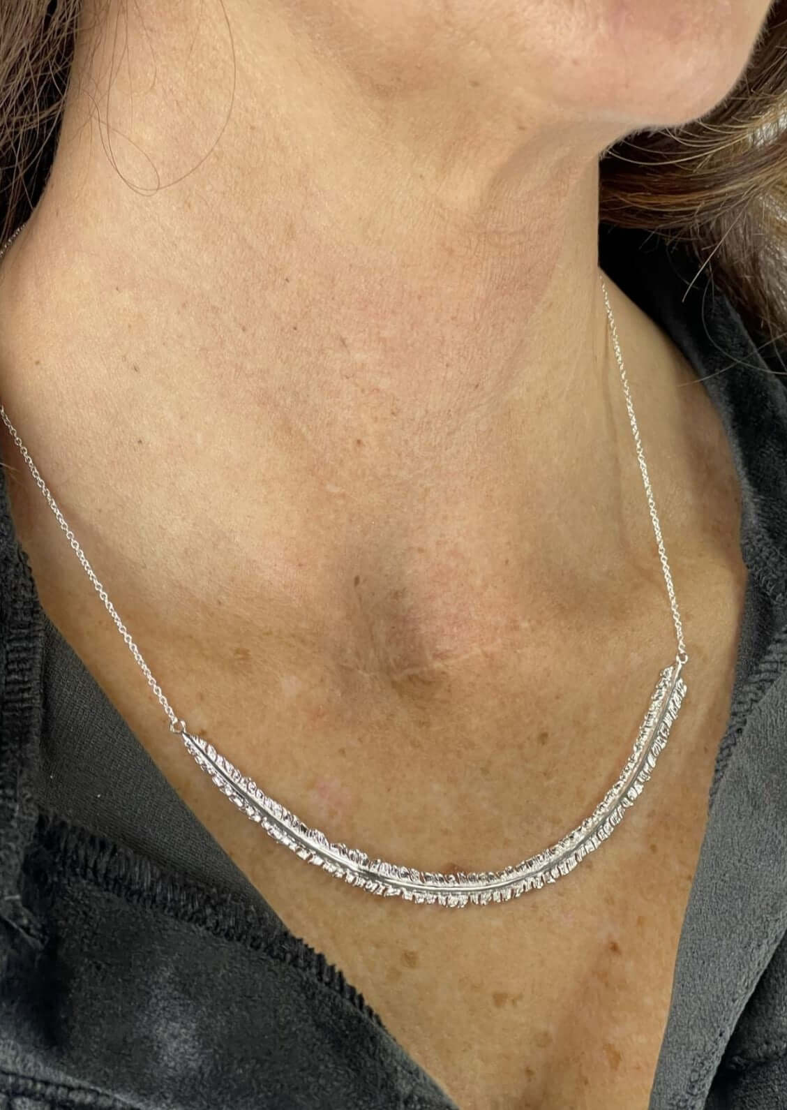 Flock Together Sterling Silver Feather Necklace - Handmade in USA - Perfect for Boho Style, Gift Giving & Everyday Wear