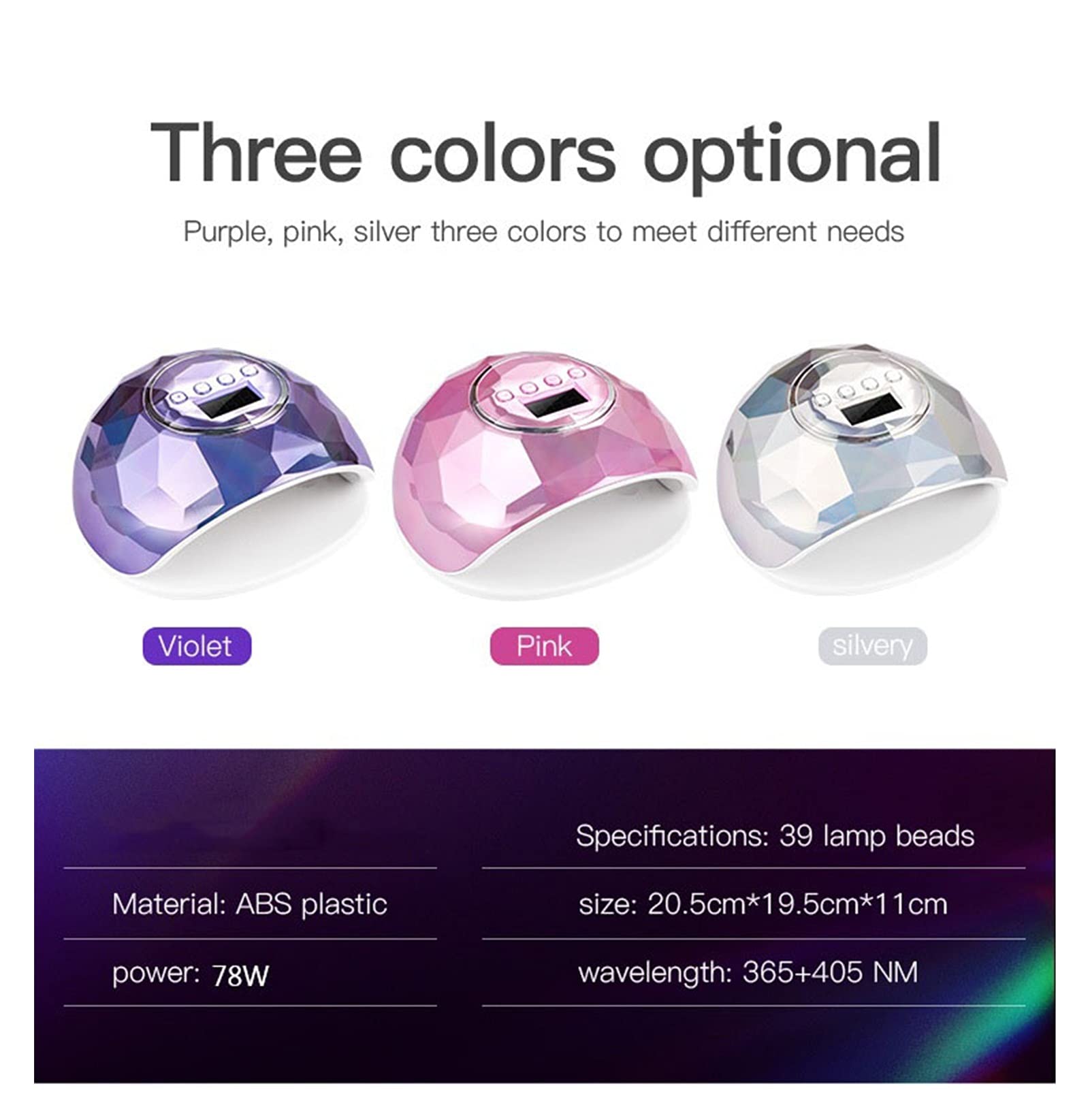 Professional LED Nail Dryer Lamp for Gel Polish - Fast Curing UV/LED Hybrid Nail Lamp Machine with Ice Cooling Function, Perfect for Manicure & Pedicure (Colorful Pink) | Ideal for Home Salon, Nail Art Studio & DIY Nail Care