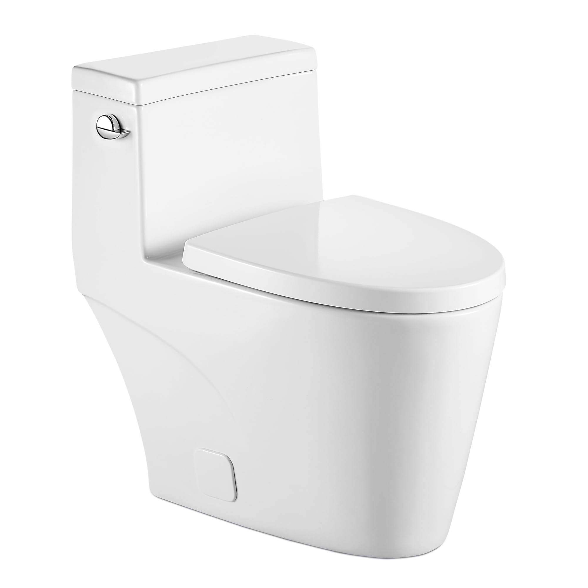 **Sarlai 1.28 GPF Modern White Ceramic One-Piece Toilet - Elongated Comfort Height, 12