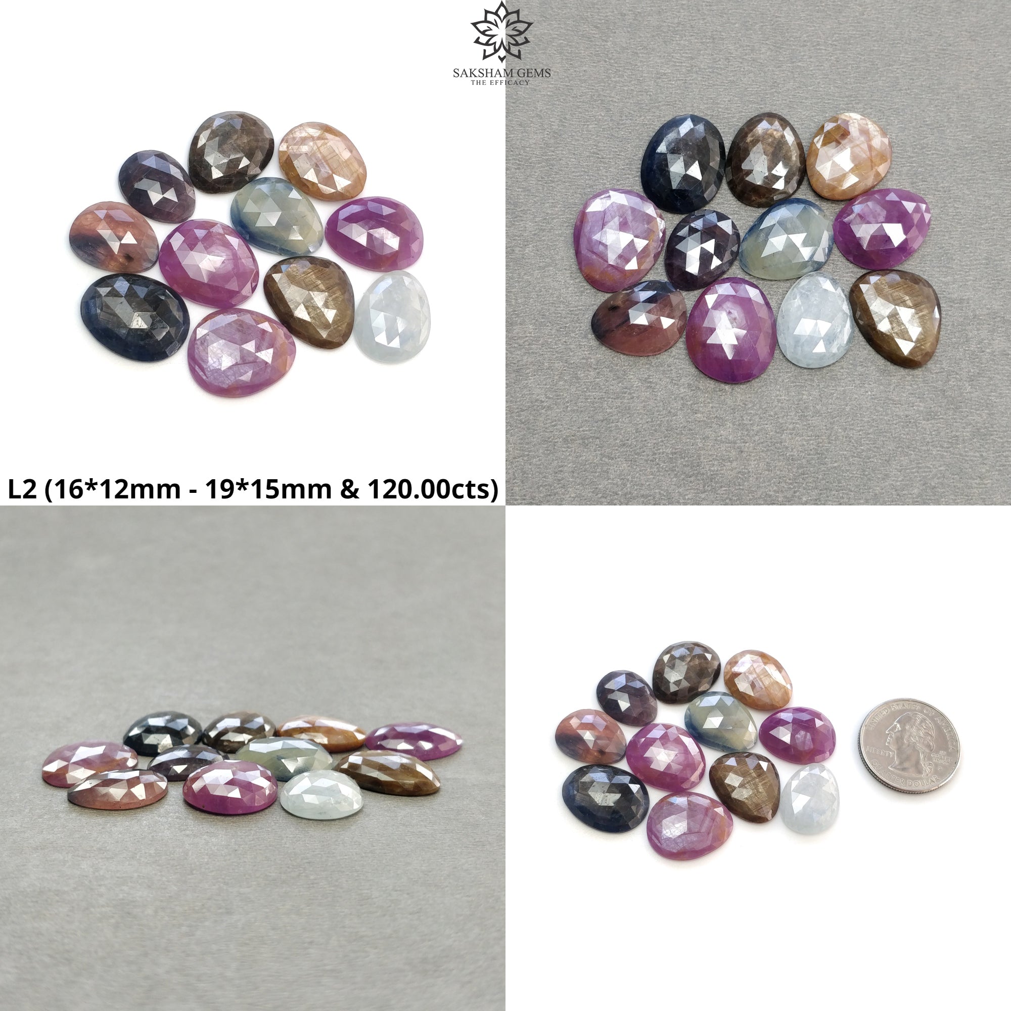 Natural Untreated Multi-Color Sapphire Gemstone Lot - Rose Cut Egg Shape for Jewelry Making, Engagement Rings & Healing Crystals | Perfect for DIY Crafting, Gift Giving & Spiritual Use