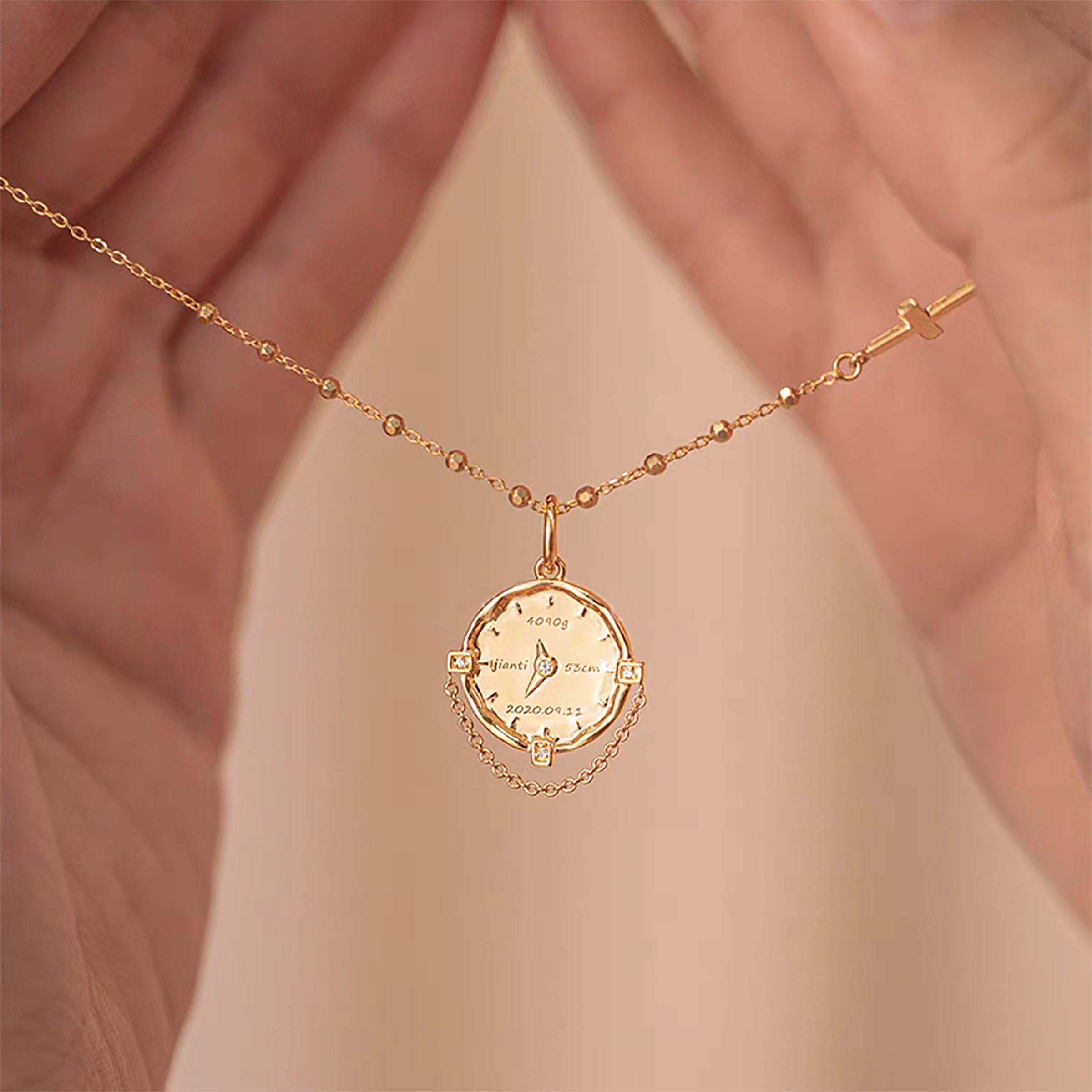 Vintage Cross Tread Solid Gold Footprint Necklace for Women - Elegant Religious Jewelry Gift for Baptism, Confirmation & Everyday Wear
