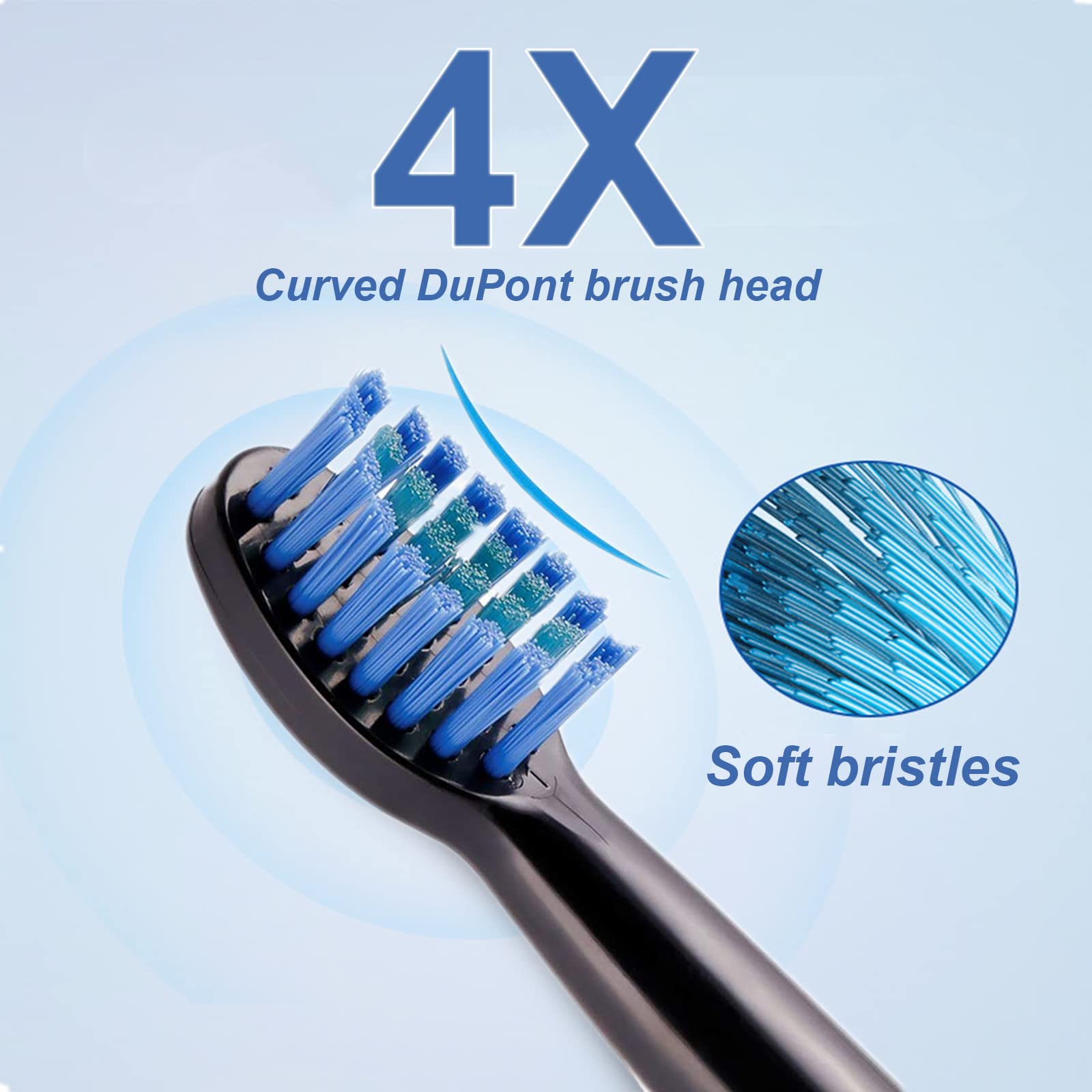 Rechargeable Sonic Electric Toothbrush for Adults - 5 Cleaning Modes, 2 Minute Smart Timer, 4 Replacement Brush Heads (Black) | Perfect for Travel, Home & Daily Oral Care Routine