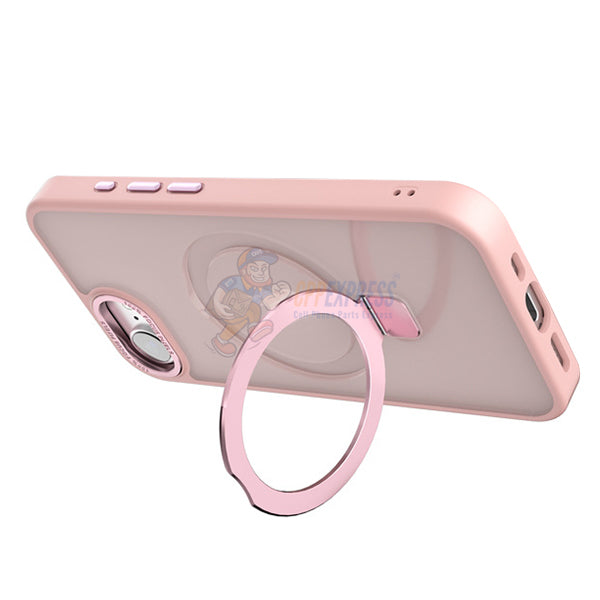 iPhone 16E Shockproof Magnetic Case with Invisible Stand Holder - Pink | Protective Phone Cover for Work, Travel & Everyday Use