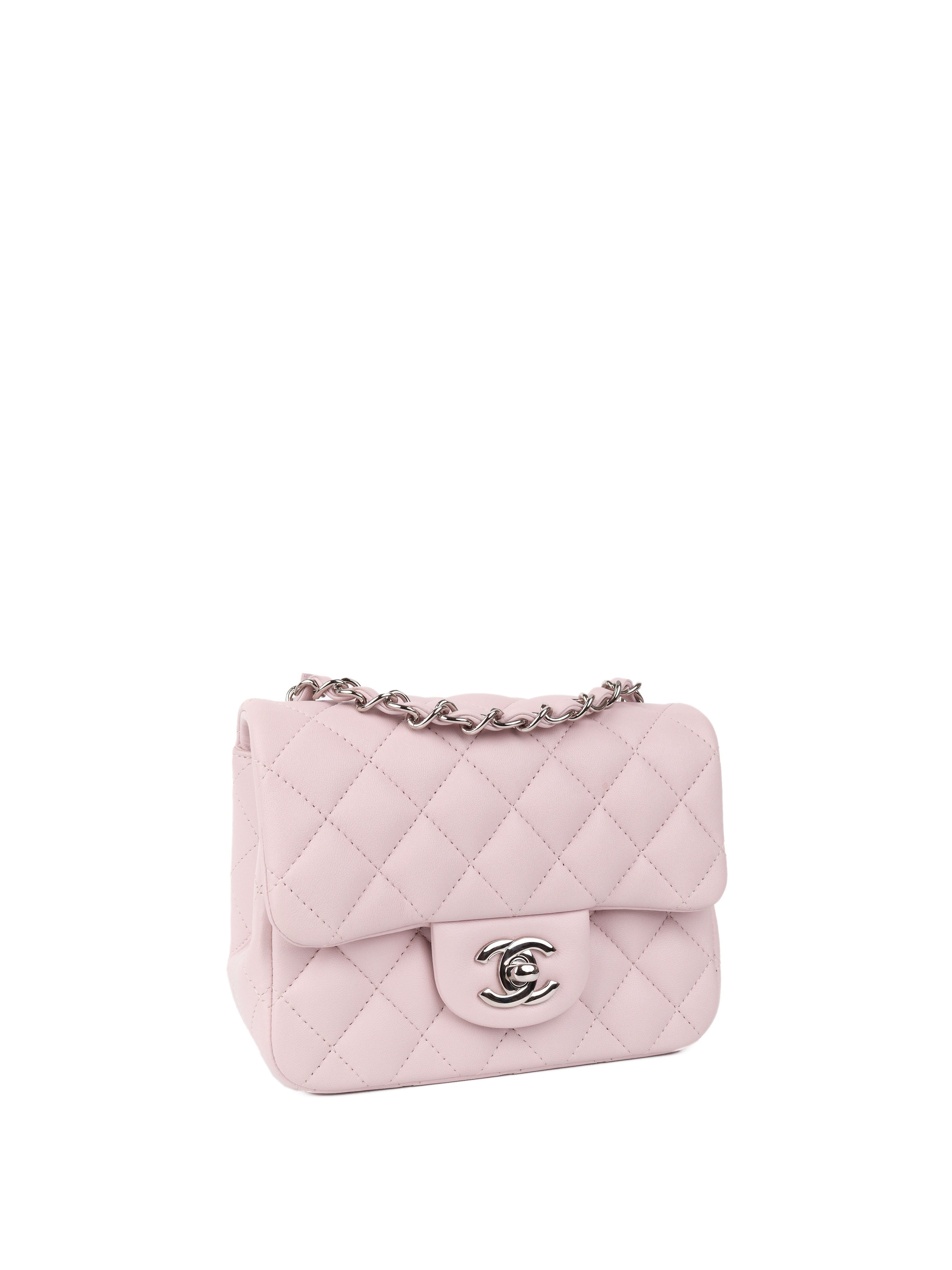 Chanel Mini Square Lilac Classic Flap Bag SHW - Luxury Crossbody Purse for Women | Perfect for Date Night, Parties & Special Occasions
