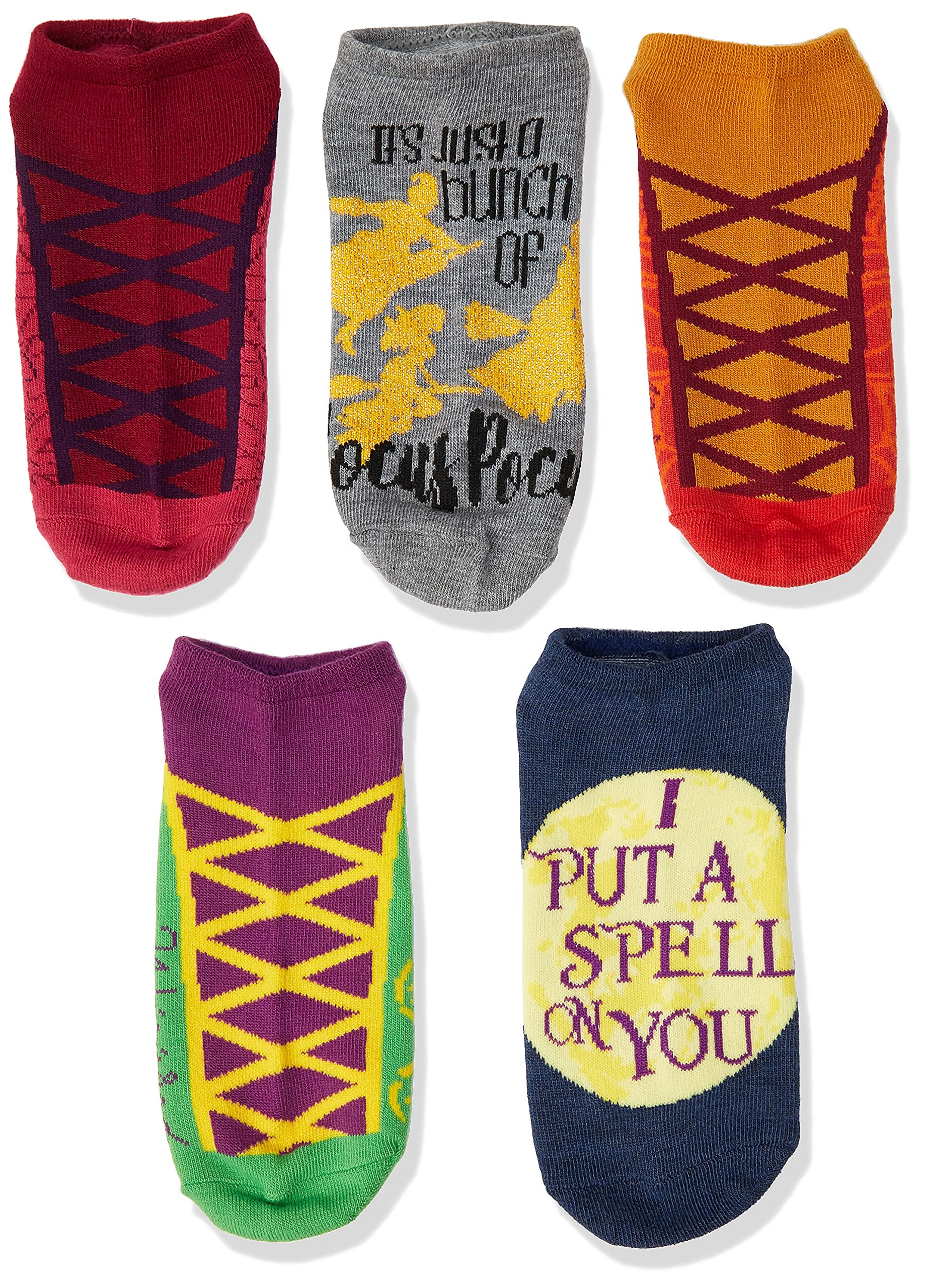 Disney Hocus Pocus Women's 5-Pack No Show Socks - Invisible Comfort for Sneakers & Loafers | Perfect for Cosplay, Halloween & Everyday Wear