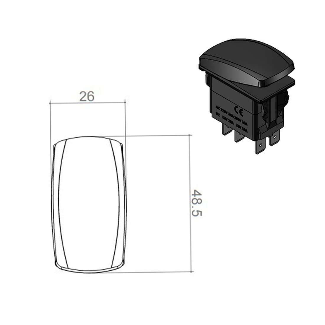 Laser Etched Backlit Switch Cover Cap for Car Boat Dashboard Rocker Switch - Durable Waterproof Switch Protector for Marine & Automotive Use - Perfect for Night Driving & Off-Road Adventures