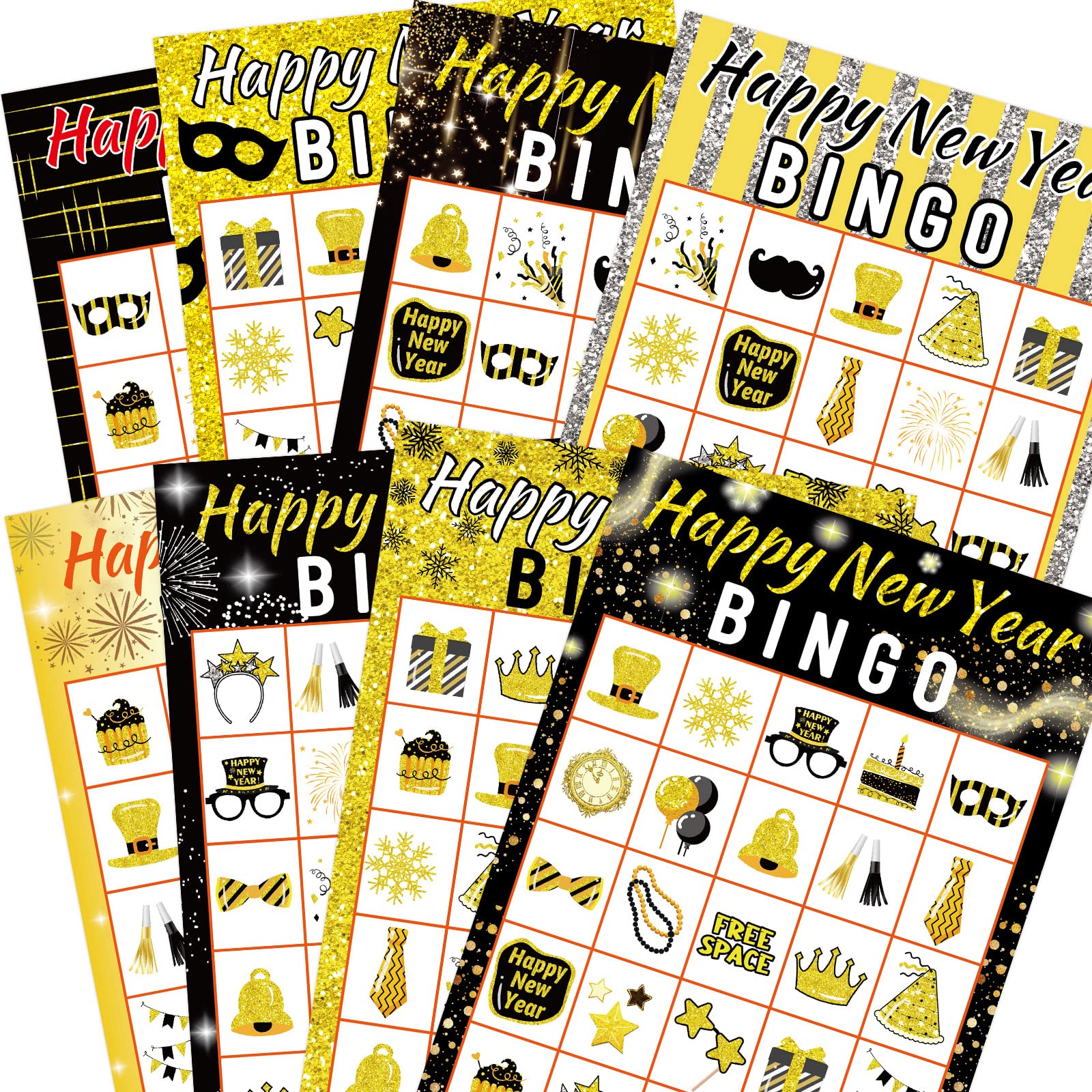 New Year Bingo Game for Kids - 24 Players Holiday Party Supplies Set for Classroom, Family Reunion & New Years Eve Celebration