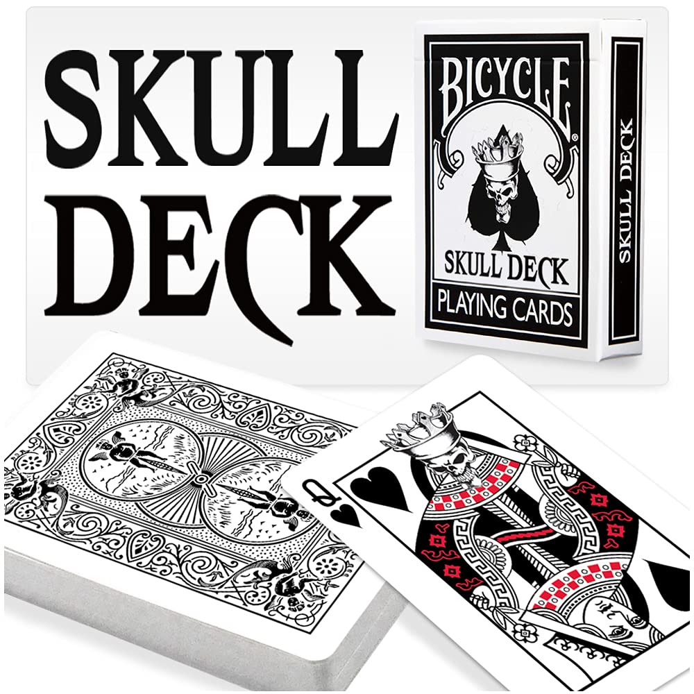 Bicycle Skull Deck Playing Cards - Premium Quality with 4 Bonus Magic Cards for Poker, Cardistry & Magic Tricks | Halloween Party & Game Night Essential