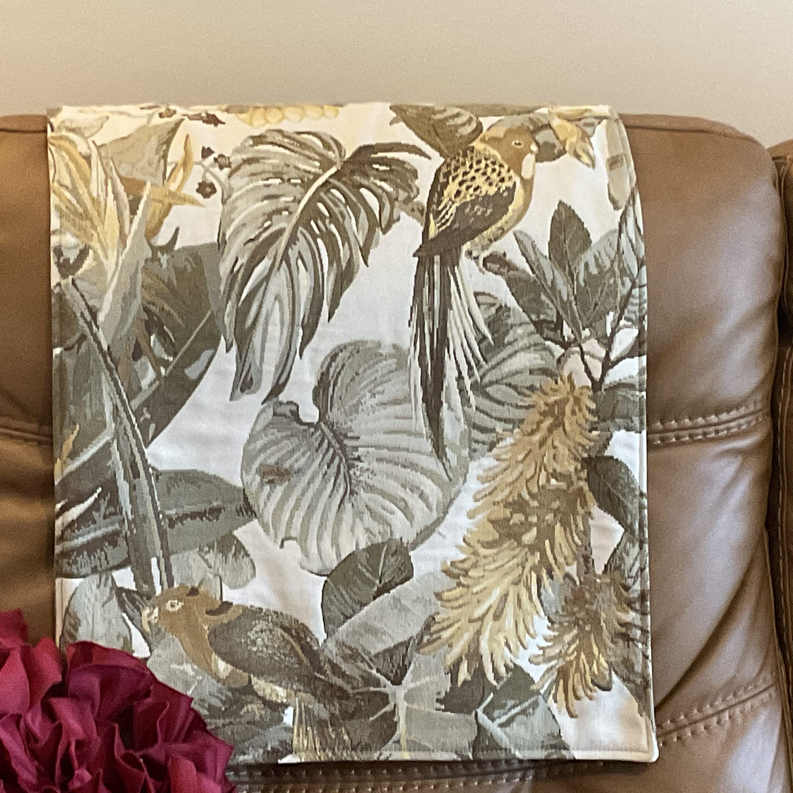 Floral Tropical Reversible Headrest Cover - Furniture Slipcover Protector for Sofas, Loveseats, Recliners, Theater & Office Chairs, RV - Home Decor Accent for Living Room, Bedroom, and Travel