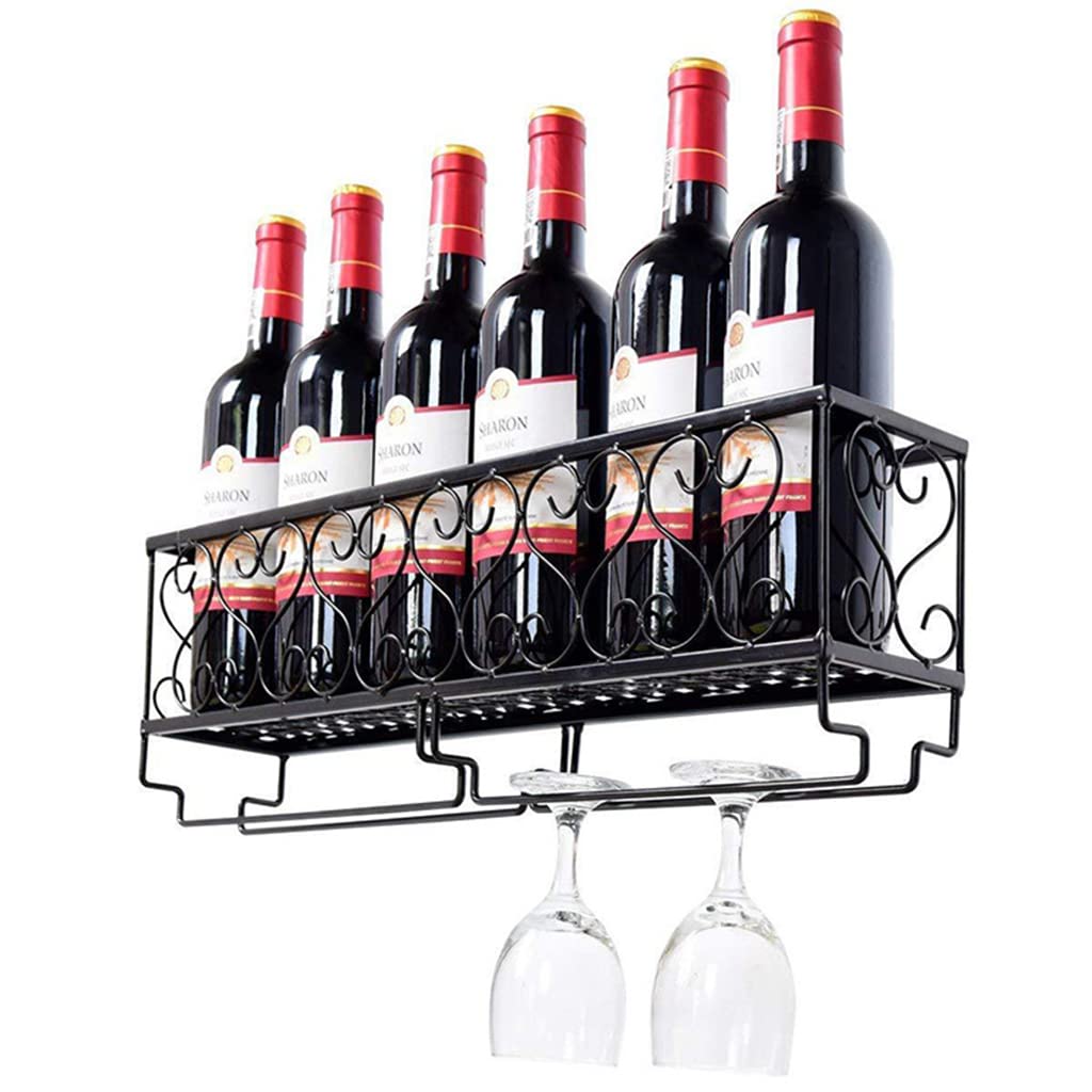Wall Mounted Metal Wine Rack - 80x10x17cm Hanging Wine Glass Holder for Champagne, Goblets & Stemware | Space-Saving Wine Storage Shelf for Home Bar, Kitchen & Dining Room Decor
