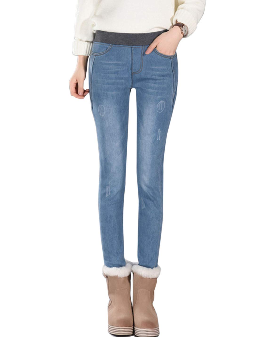 Flygo Women's High Waisted Skinny Jeans - Fleece Lined Slim Fit Jeggings for Winter | Stretchy Comfort Pants for Casual Wear & Cold Weather Outfits