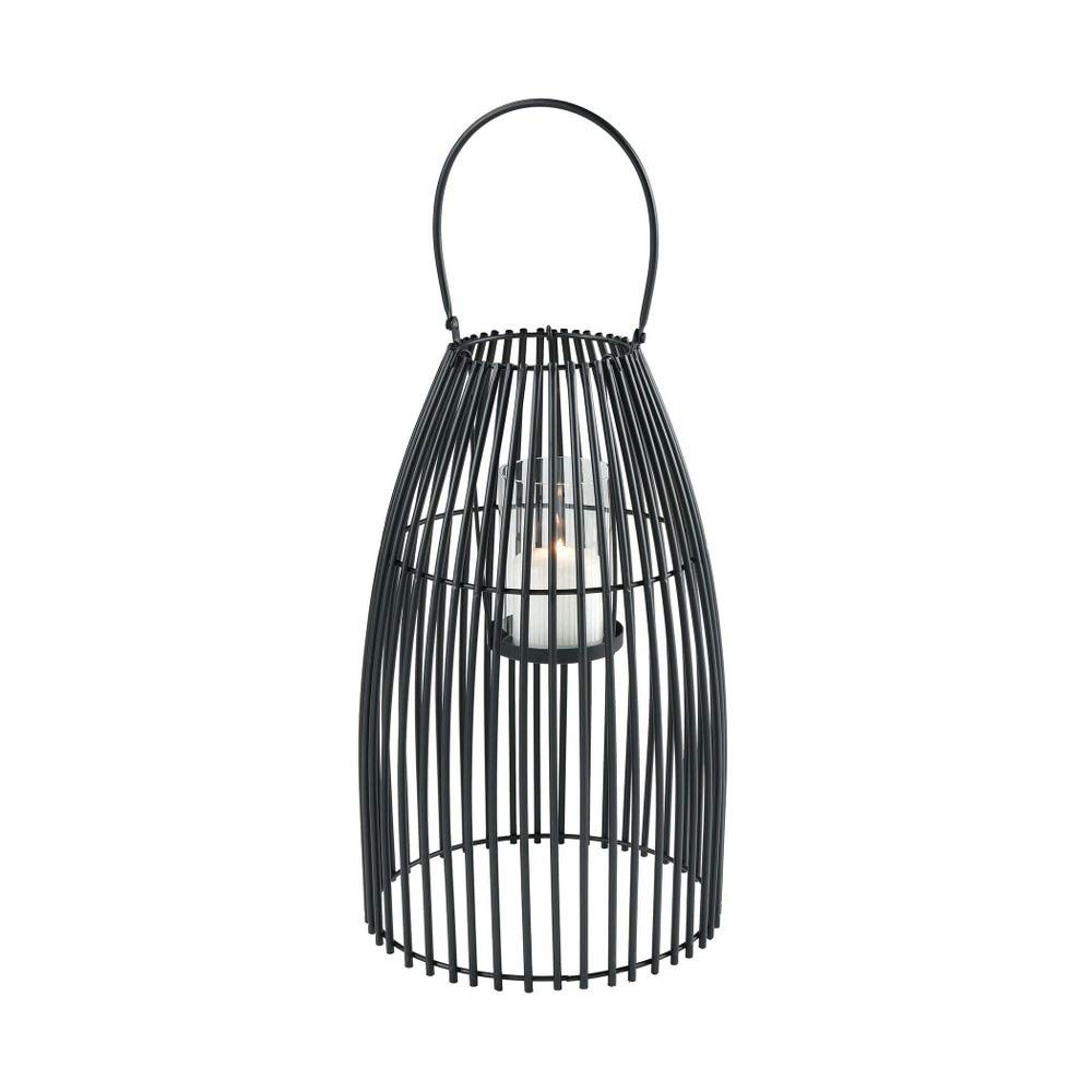 Elk Lighting 3200-160 Black Clear Glass Candle Lantern - Outdoor & Indoor Decorative Lighting for Patio, Garden, Table Centerpiece, Wedding Decor