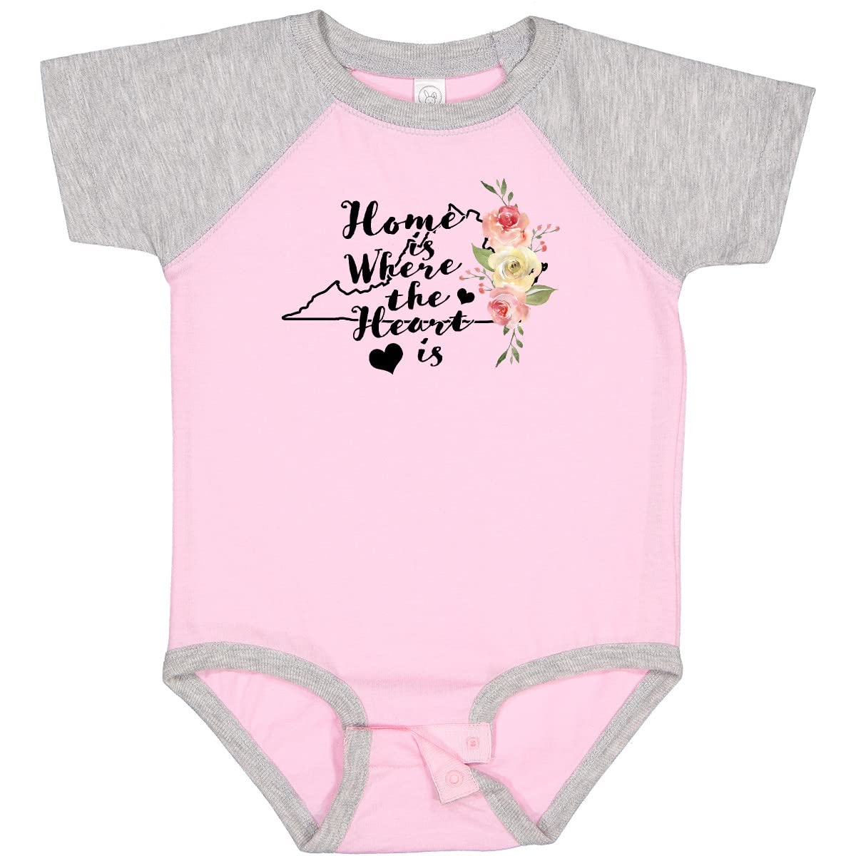 Inktastic Virginia Home is Where The Heart is Watercolor Baby Bodysuit - Soft Cotton Onesie for Newborns & Infants - Perfect for Family Photos, Holidays & Everyday Wear