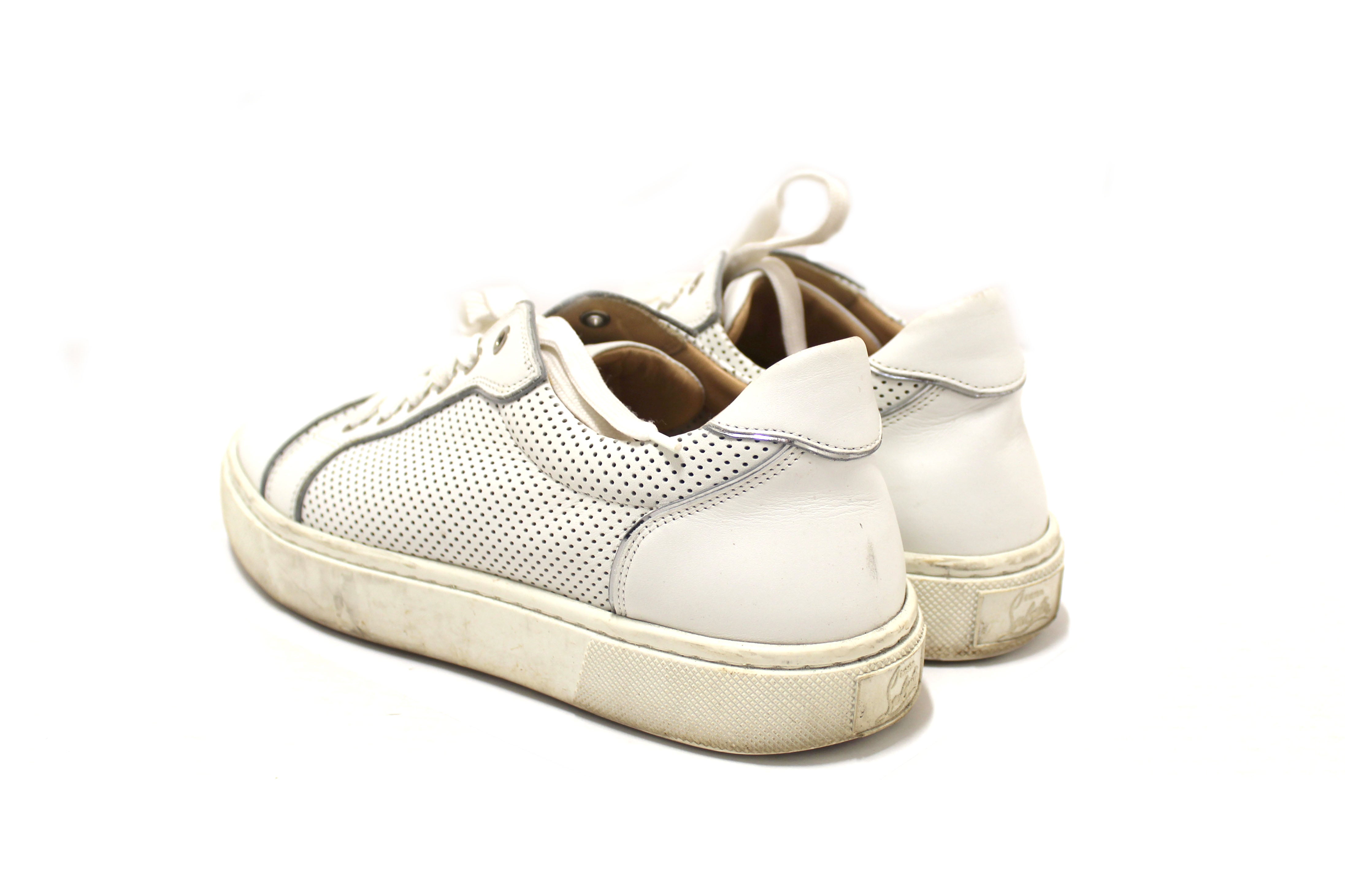 Authentic Christian Louboutin White & Silver Vieirissima Sneakers Women's Size 39 - Luxury Fashion Shoes for Parties, Weddings & Special Occasions