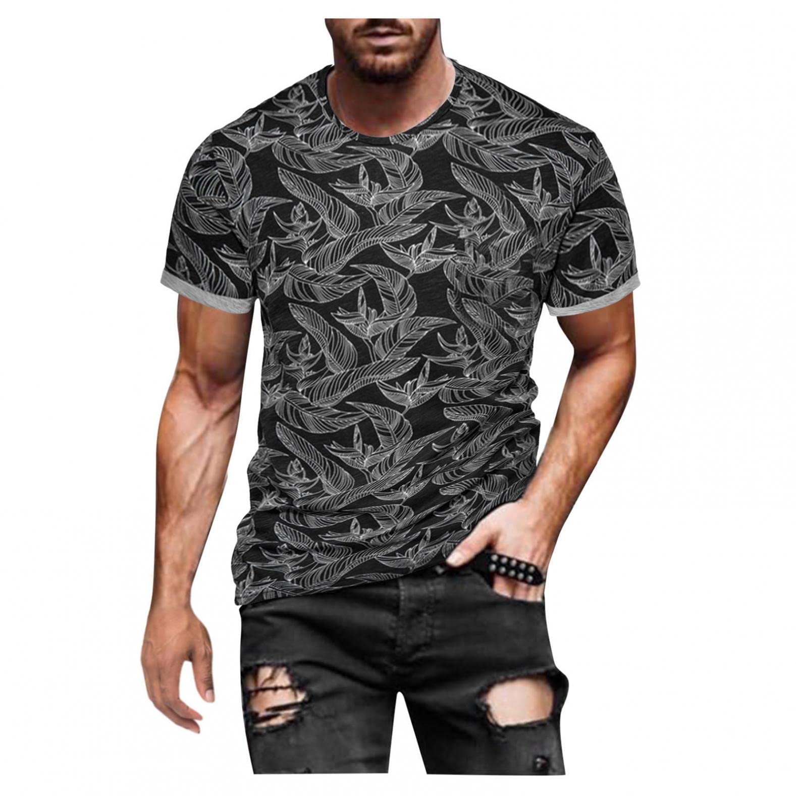 Men's Graphic Crew Neck T-Shirt - Gym & Muscle Athletic Tee - 100% Cotton Pullover Top for Workout & Casual Wear
