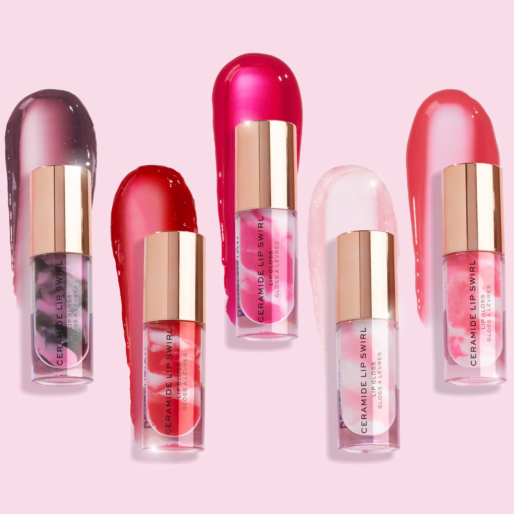 Makeup Revolution Lip Swirl Ceramide Gloss - Hydrating & Shiny Lipgloss in Cherry Mauve (4.5ml) - Perfect for Daily Wear & Night Out Makeup Looks
