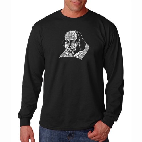 Men's Long Sleeve Shakespeare Comedies & Tragedies Word Art T-Shirt - Black XXX-Large | Literary Gift for Book Lovers, Theater Costume, Writer Apparel