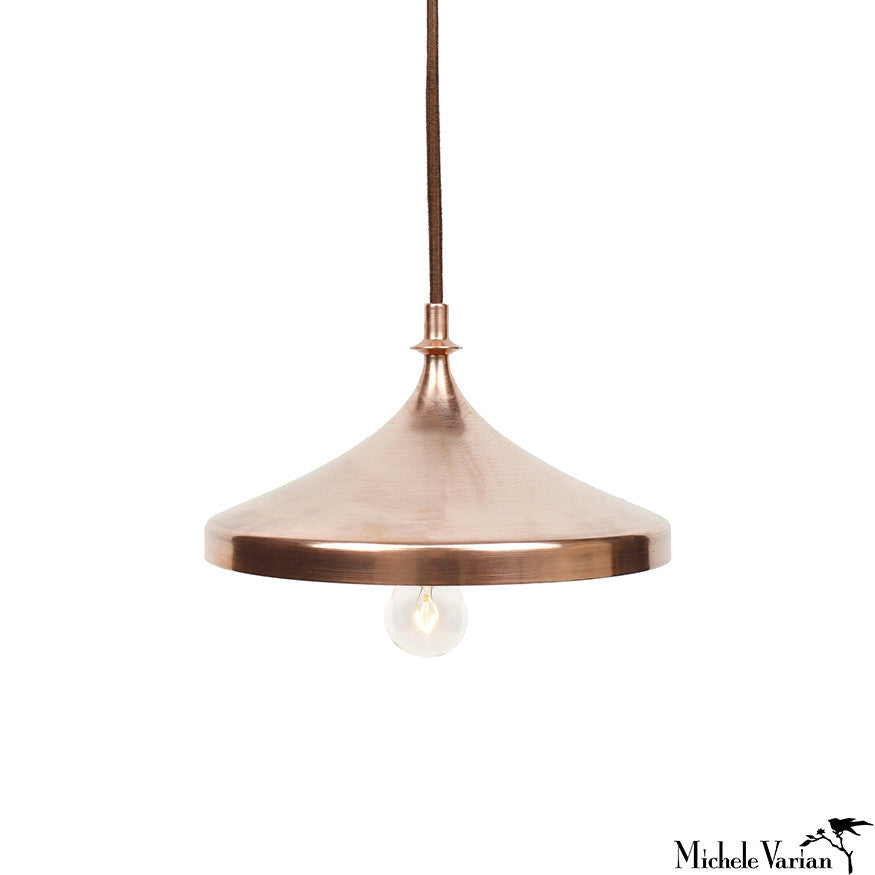 Vintage Copper Finial Disk Pendant Light - Handcrafted Industrial Ceiling Fixture for Dining Room, Kitchen Island & Bedroom Lighting