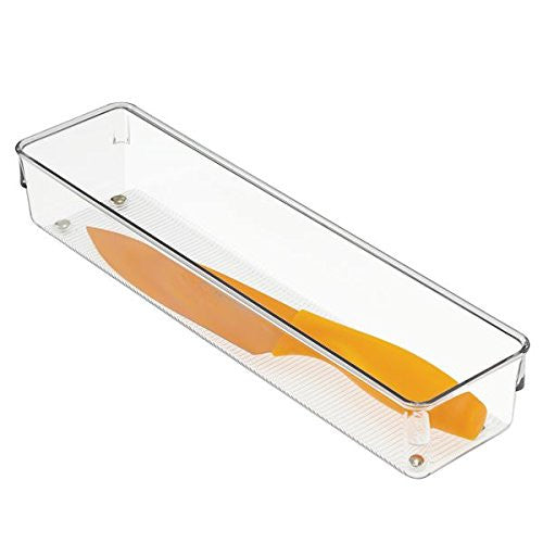 LINUS 3-Tier Clear Plastic Drawer Organizer - 12 x 3 x 2 Inches - Perfect for Kitchen, Bathroom & Office Storage - Organize Utensils, Makeup & Stationery