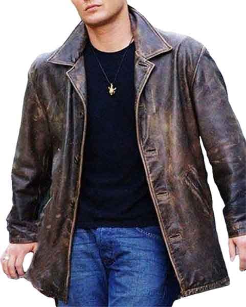 Men's Supernatural Dean Winchester Distressed Brown Genuine Cowhide Leather Jacket - Jensen Ackles Style Biker Coat for Men | Perfect for Halloween Cosplay, TV Show Conventions & Vintage Fashion Outfits