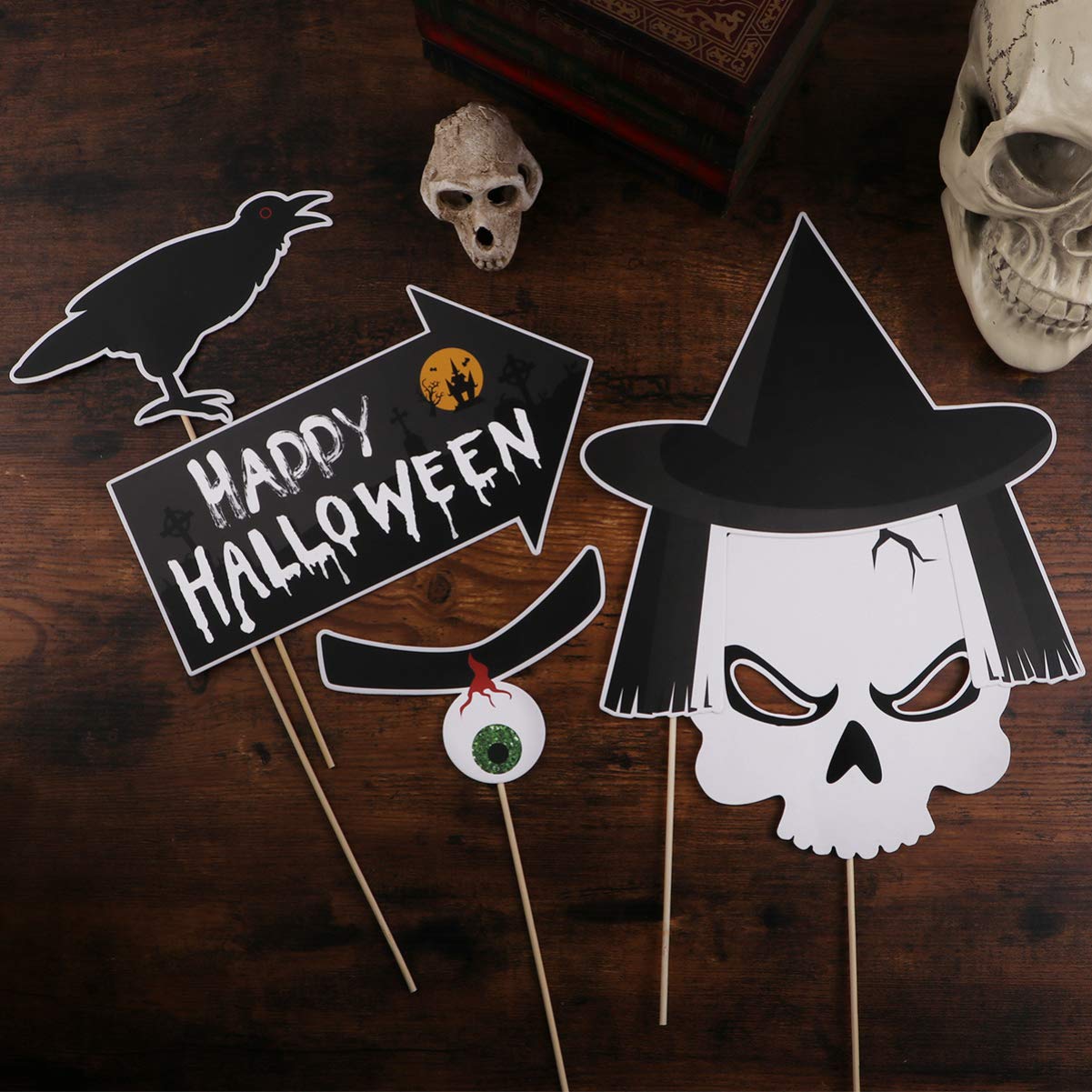 20PCS Halloween Photo Booth Props Kit - Creative Party Decorations & Photo Backdrop Accessories for Halloween Celebrations, Costume Parties & Spooky Fun