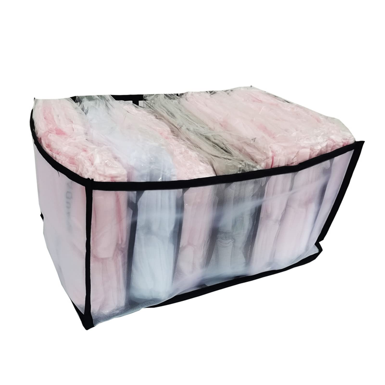 Foldable Nylon Clothes Storage Box with Grid Design - Large Capacity Organizer for Home Wardrobe, Closet & Travel Packing | Space-Saving Solution for T-Shirts, Sweaters & Seasonal Clothing