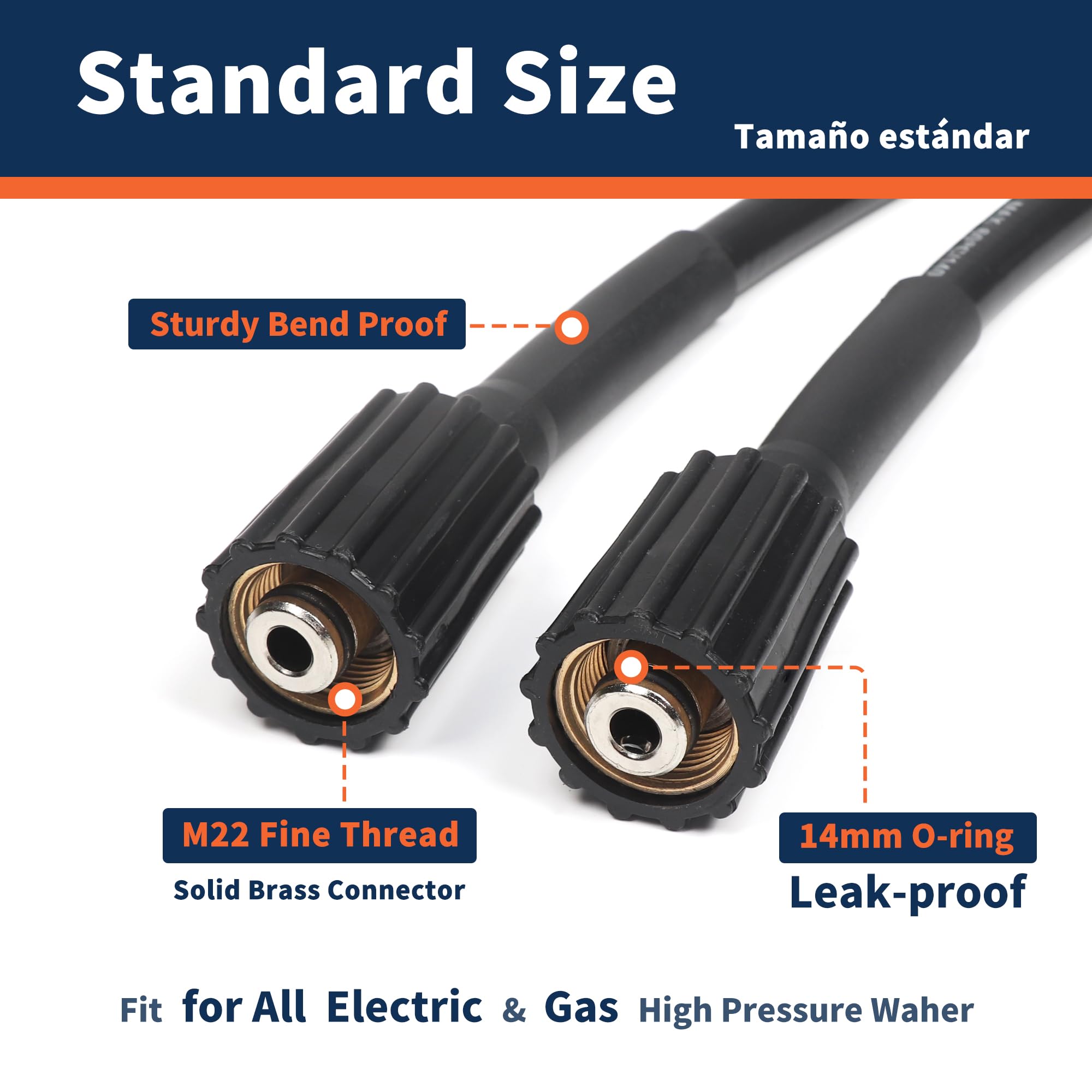 Ufixed 25FT 3300 PSI Pressure Washer Hose - Lightweight & Durable for Outdoor Cleaning