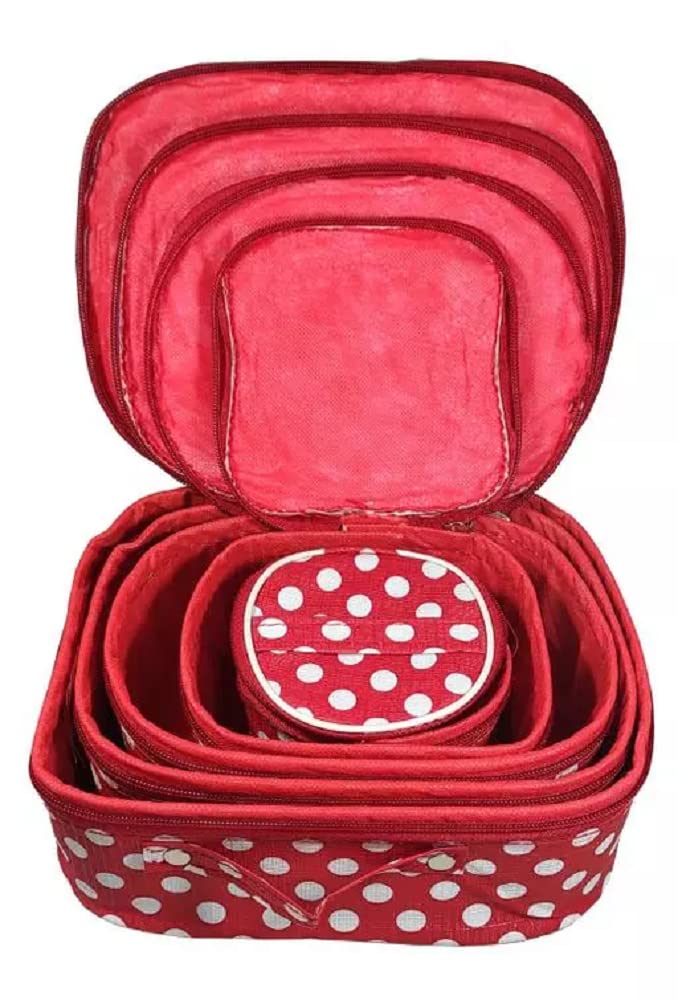 Premium 5-Piece Makeup Organizer Set - 2 Supreme Quality Cosmetic Pouches, Vanity Box & Travel Case | Women's Beauty Storage & Travel Accessories | Perfect for Home, Office & On-the-Go Makeup Organization (Multicolor)