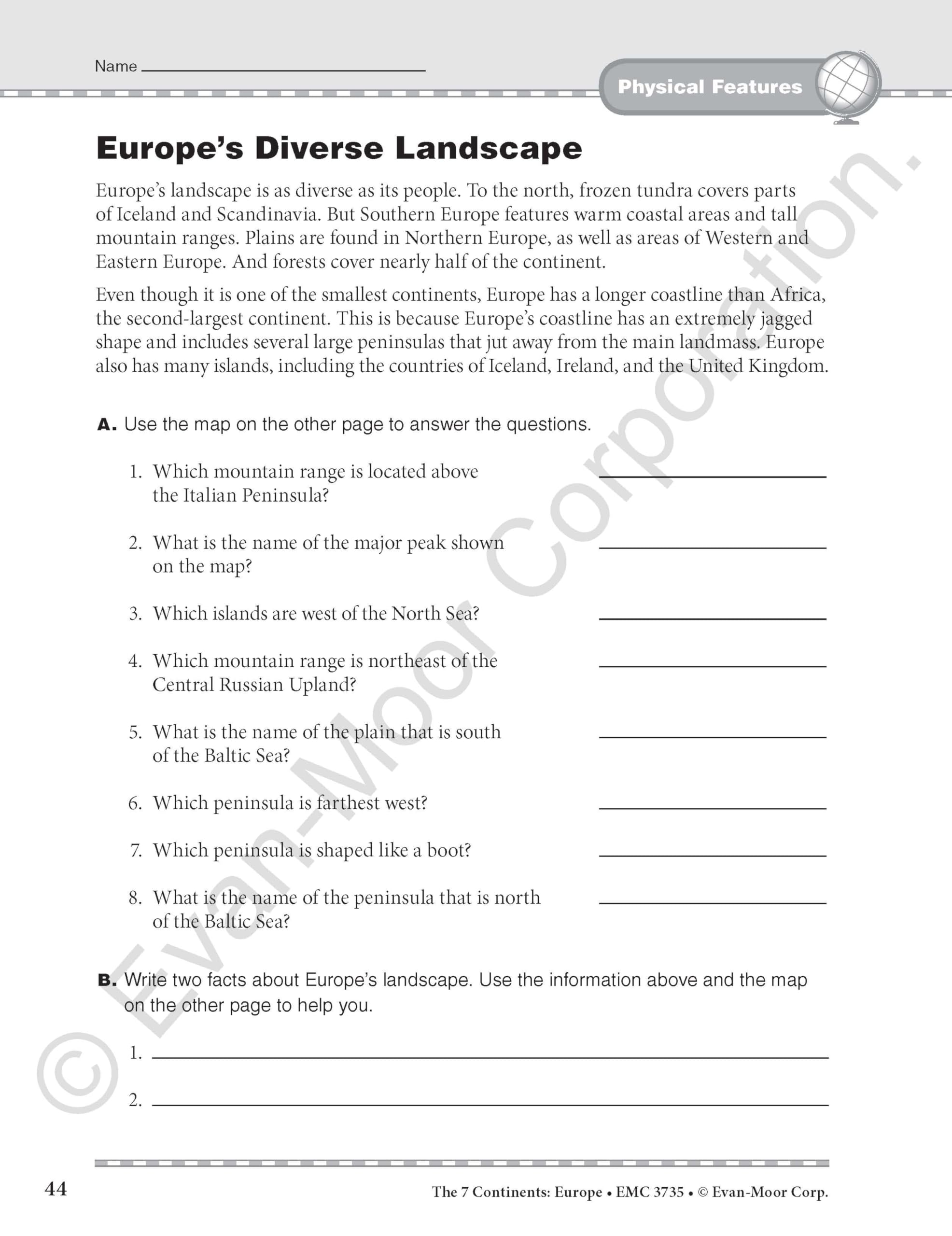 The Seven Continents - Europe Teacher Resource for Grades 4-6 | Social Studies Classroom Activities & Geography Lesson Plans