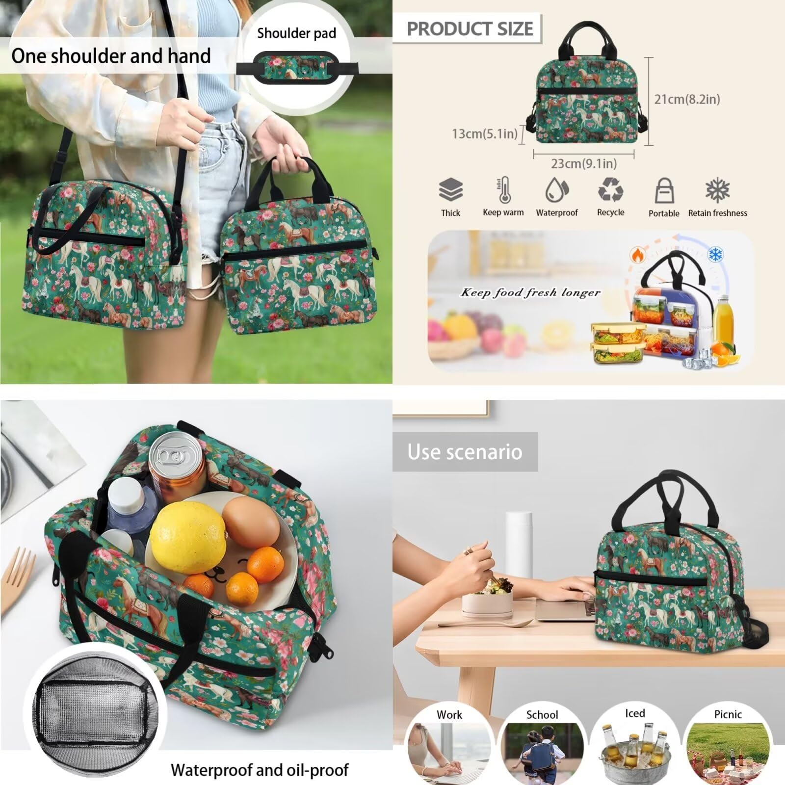 **Flower Print Kids Backpack Set - 3-in-1 Lightweight Toddler Girl Backpack, Lunch Box & Travel Bag for School, Daycare & Outdoor Adventures**
