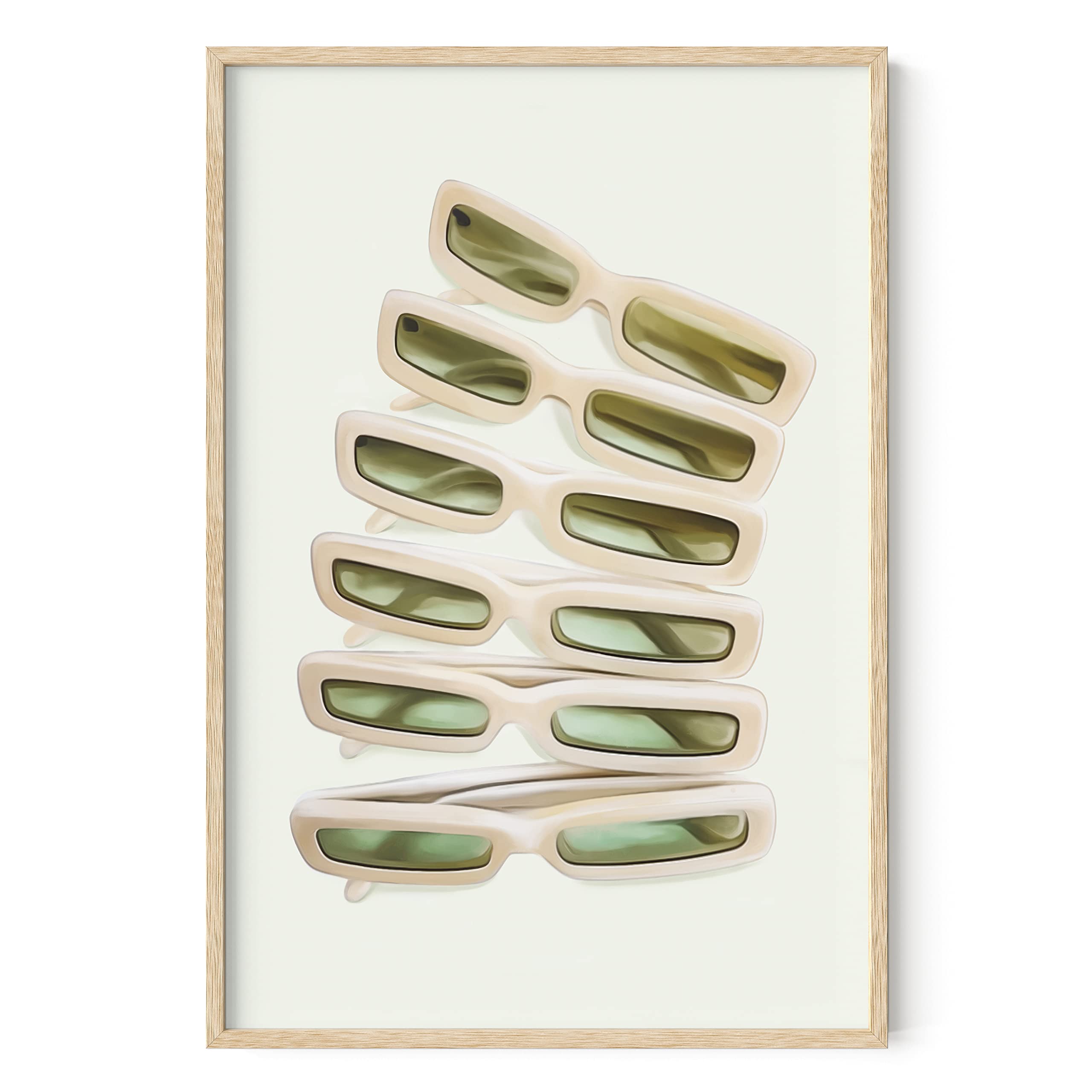 HAUS AND HUES Green Aesthetic Wall Art - Sage Green Sunglasses Decor Poster for Teen Girls Room (24