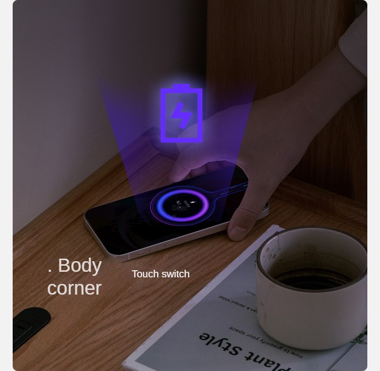 Oak Solid Wood Smart Nightstand with Wireless Charger, USB Ports & Built-in Lamp - Perfect for Bedroom, Living Room & Office