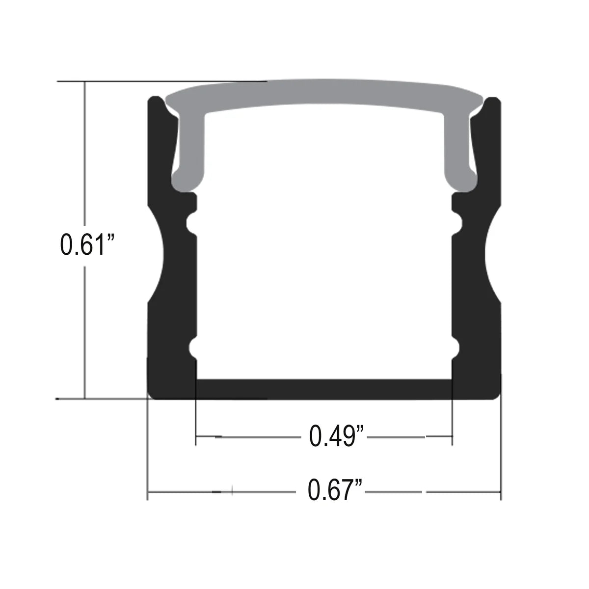 BN253 8ft Aluminum LED Channel 10 Pack - Square Surface Mount for 0.49